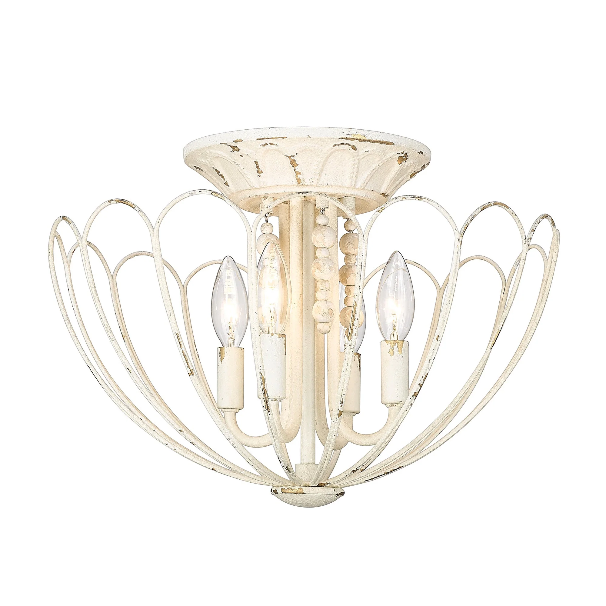 Marguerite 4-light Semi-Flush Mount in Vintage Parisian White