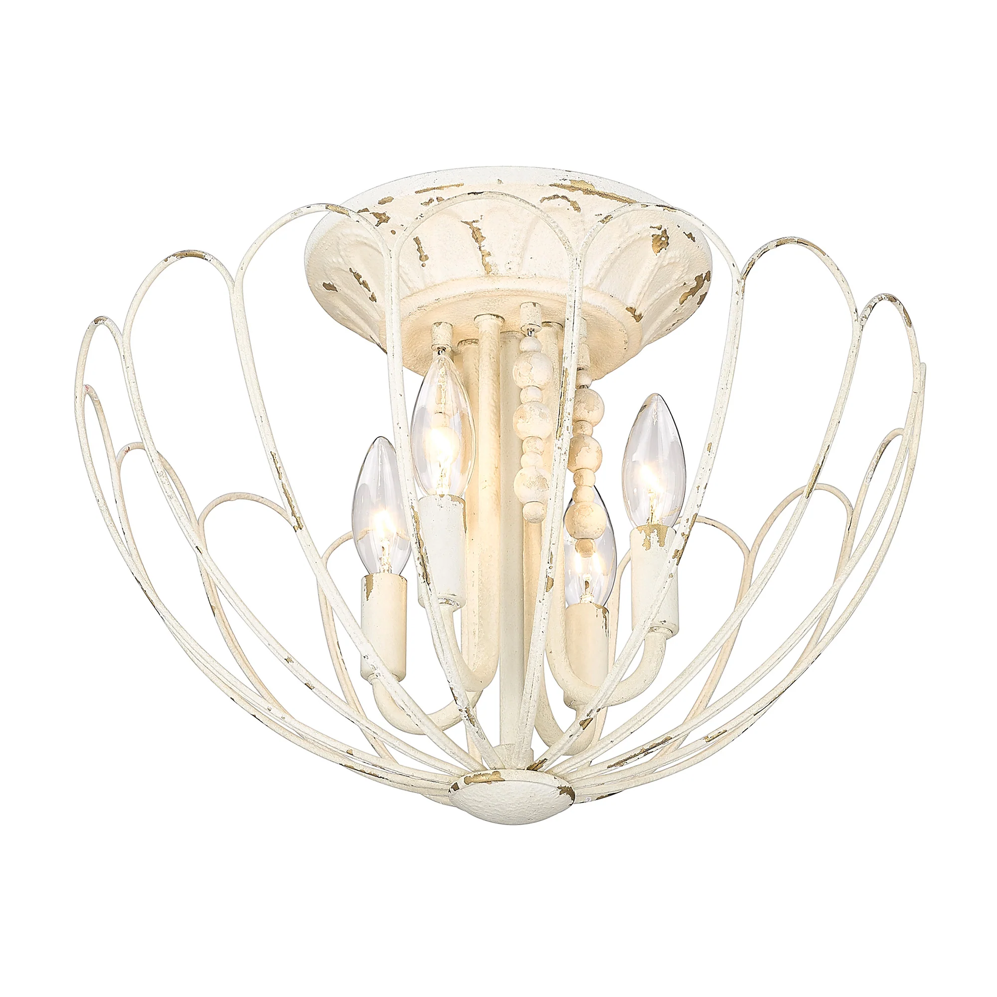 Marguerite 4-light Semi-Flush Mount in Vintage Parisian White - Image 3