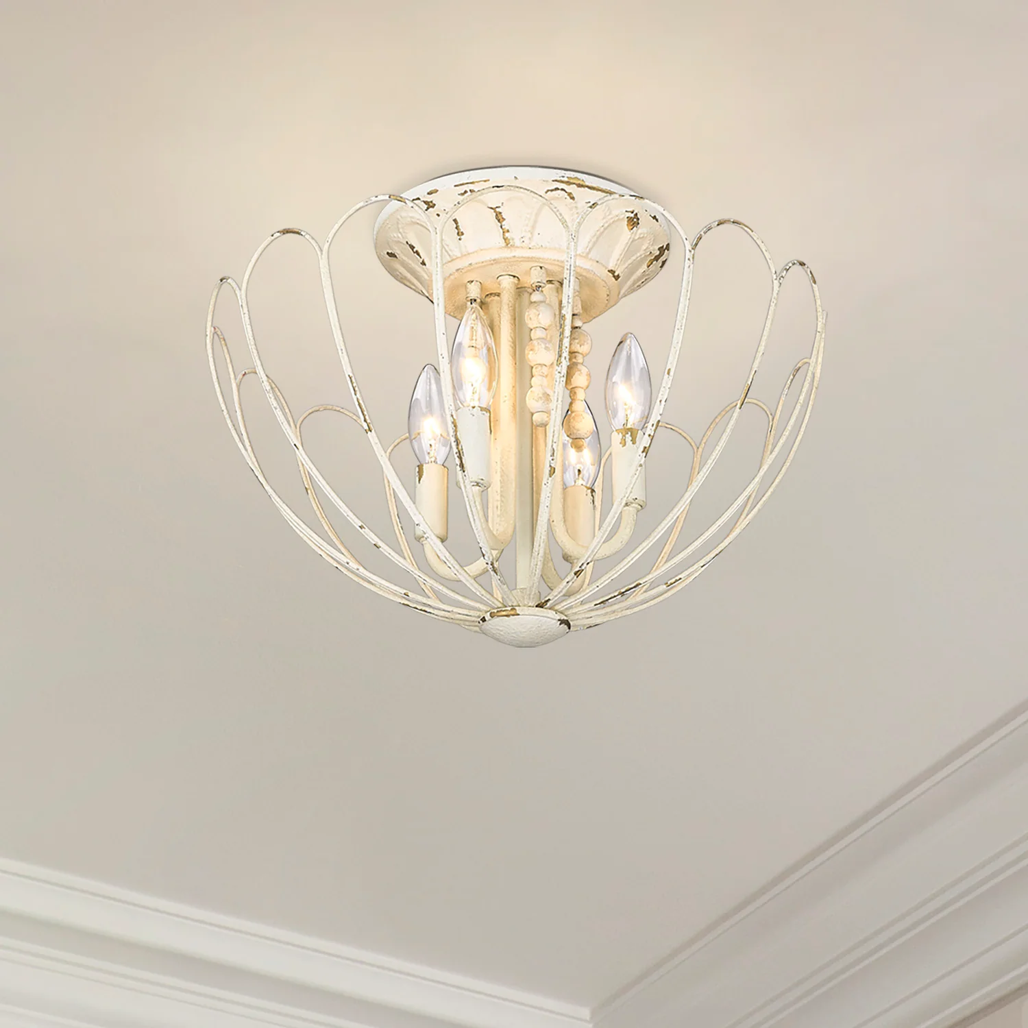 Marguerite 4-light Semi-Flush Mount in Vintage Parisian White - Image 6