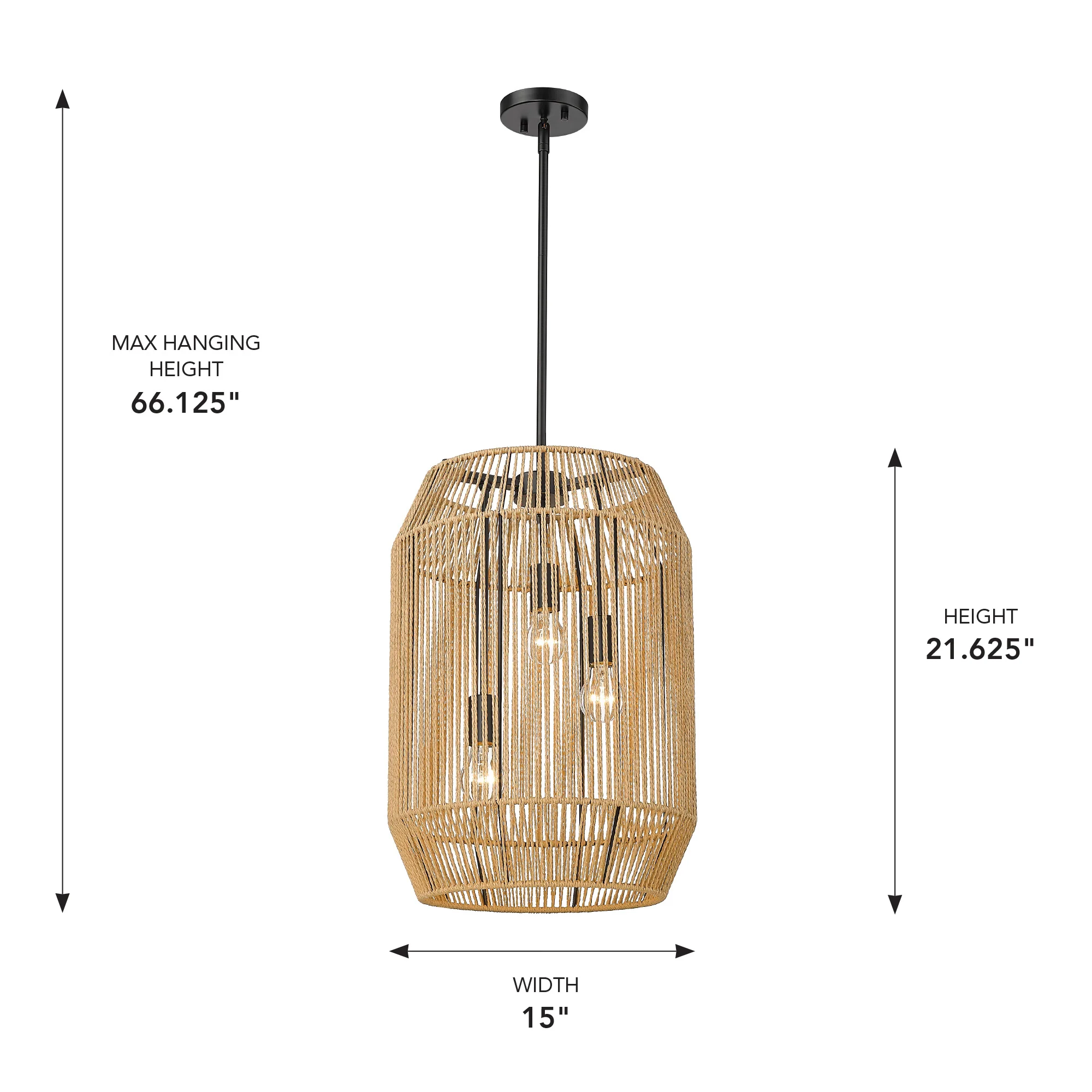 Marlee 3-light Pendant in Matte Black - Image 5