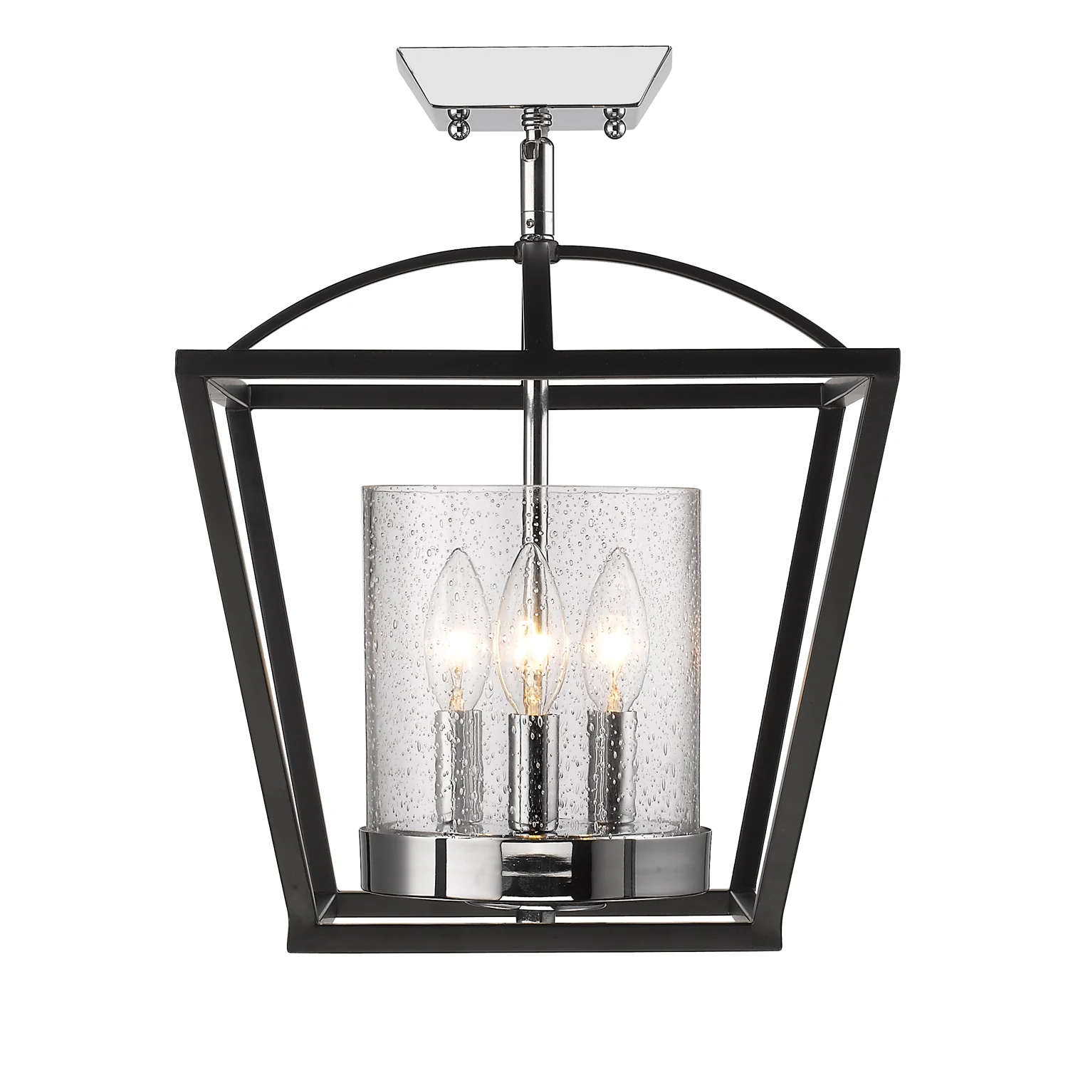 Mercer 3-light Semi-Flush Mount in Matte Black and Chrome Accents - Image 2