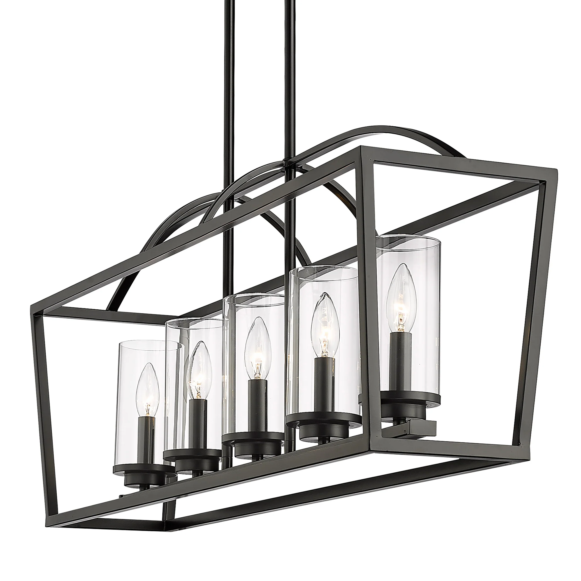 Mercer 5-light Island Light in Matte Black and Clear Glass - Image 3