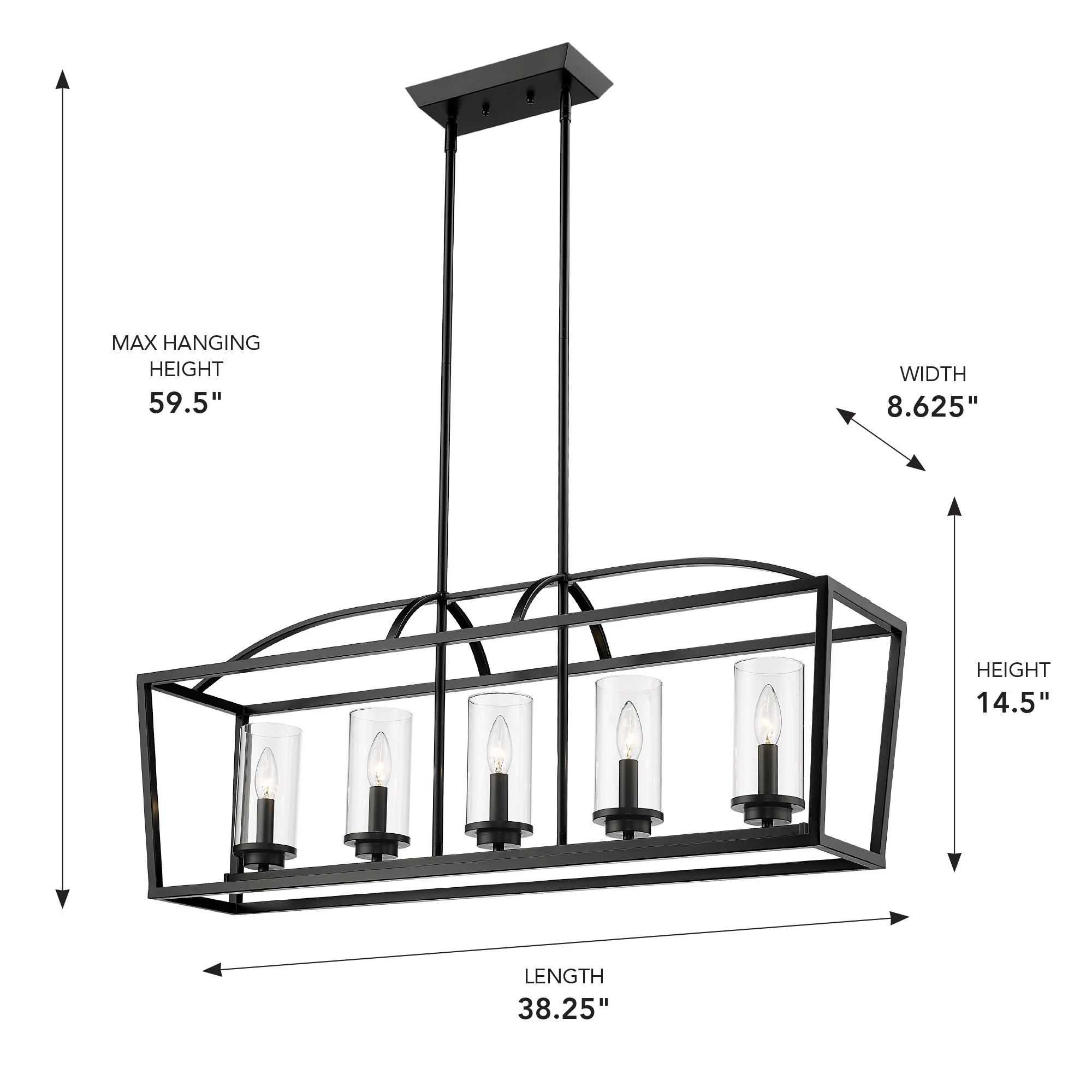 Mercer 5-light Island Light in Matte Black and Clear Glass - Image 5