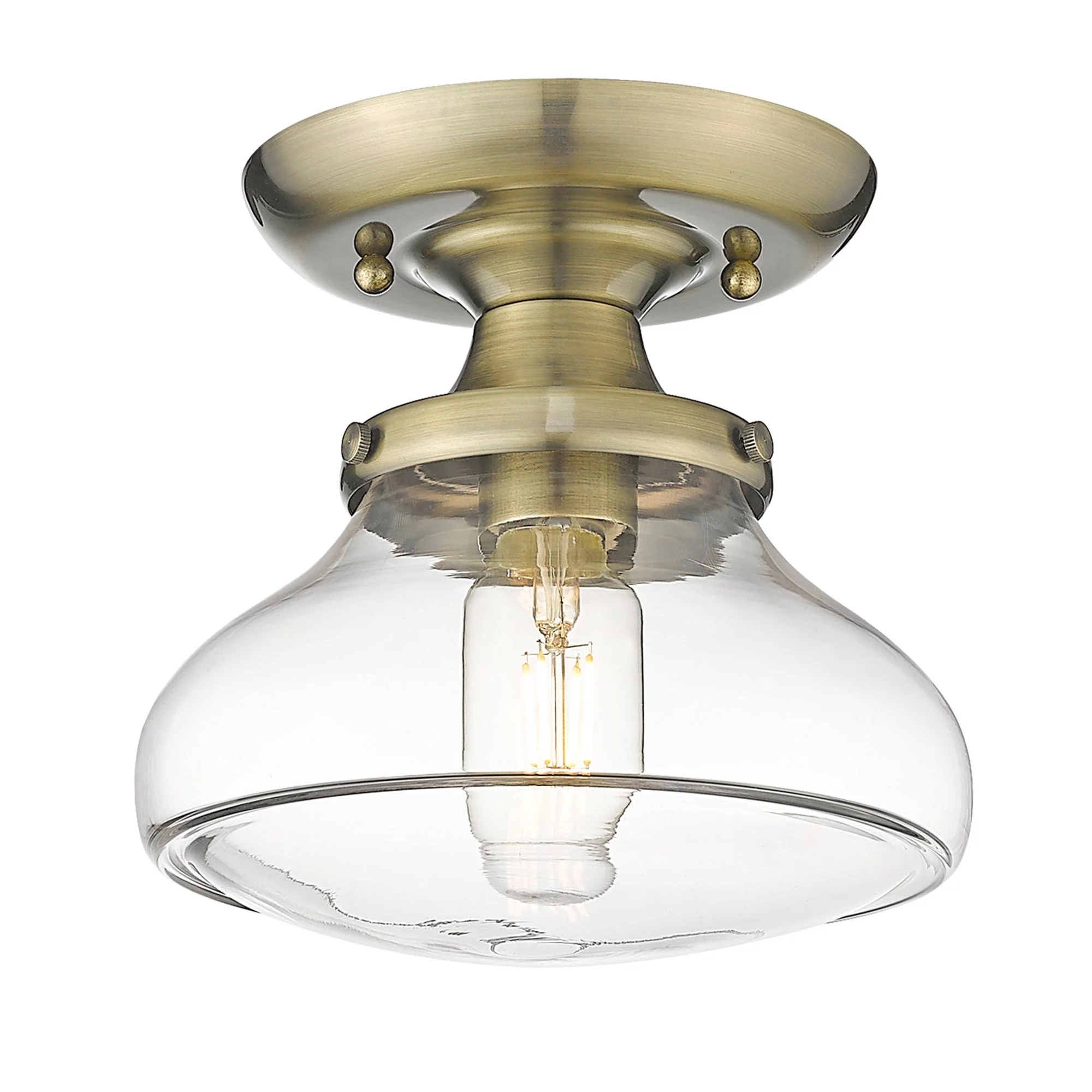 Nash 1-light Semi-Flush Mount in Aged Brass