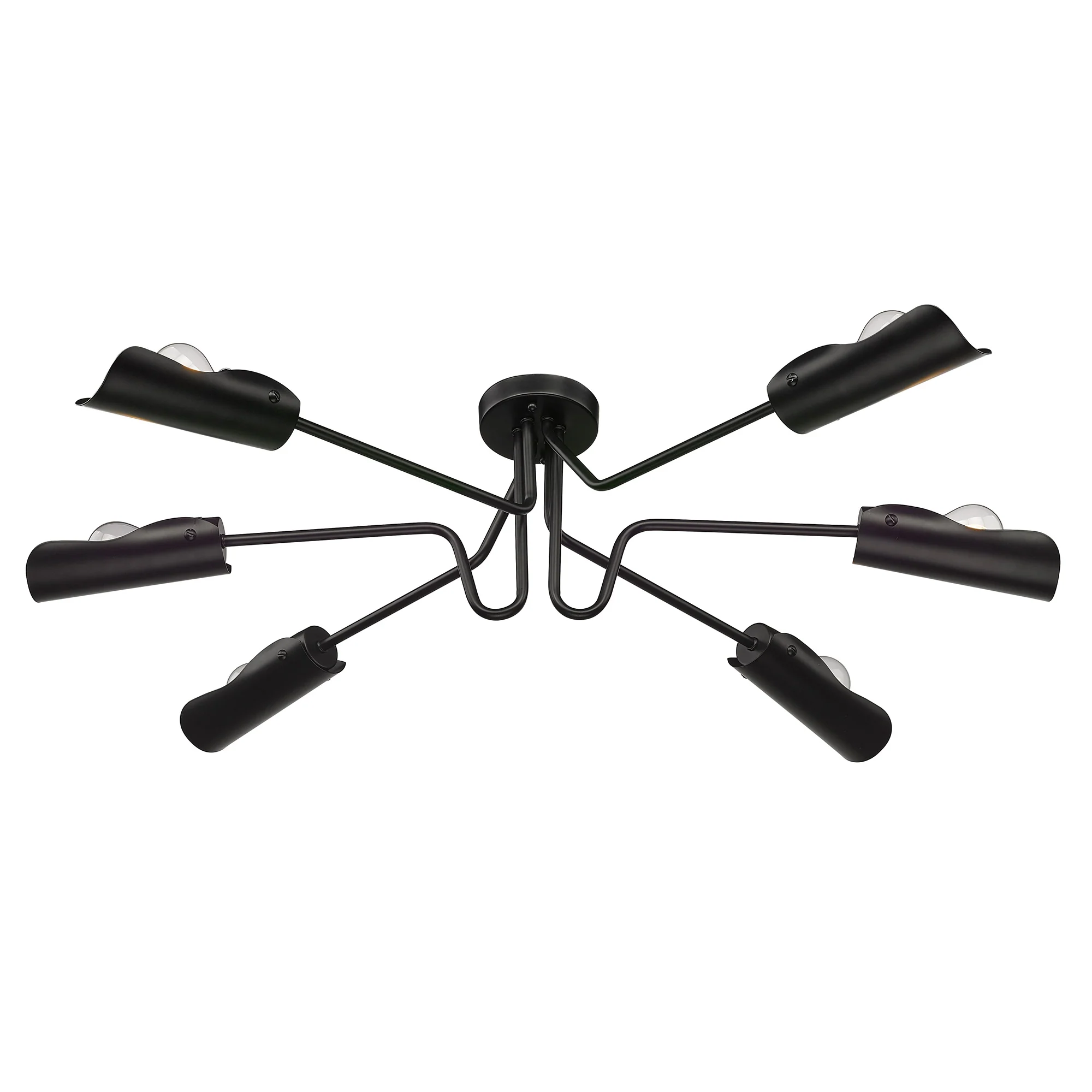 Newton 6-light Semi-Flush Mount in Matte Black - Image 5