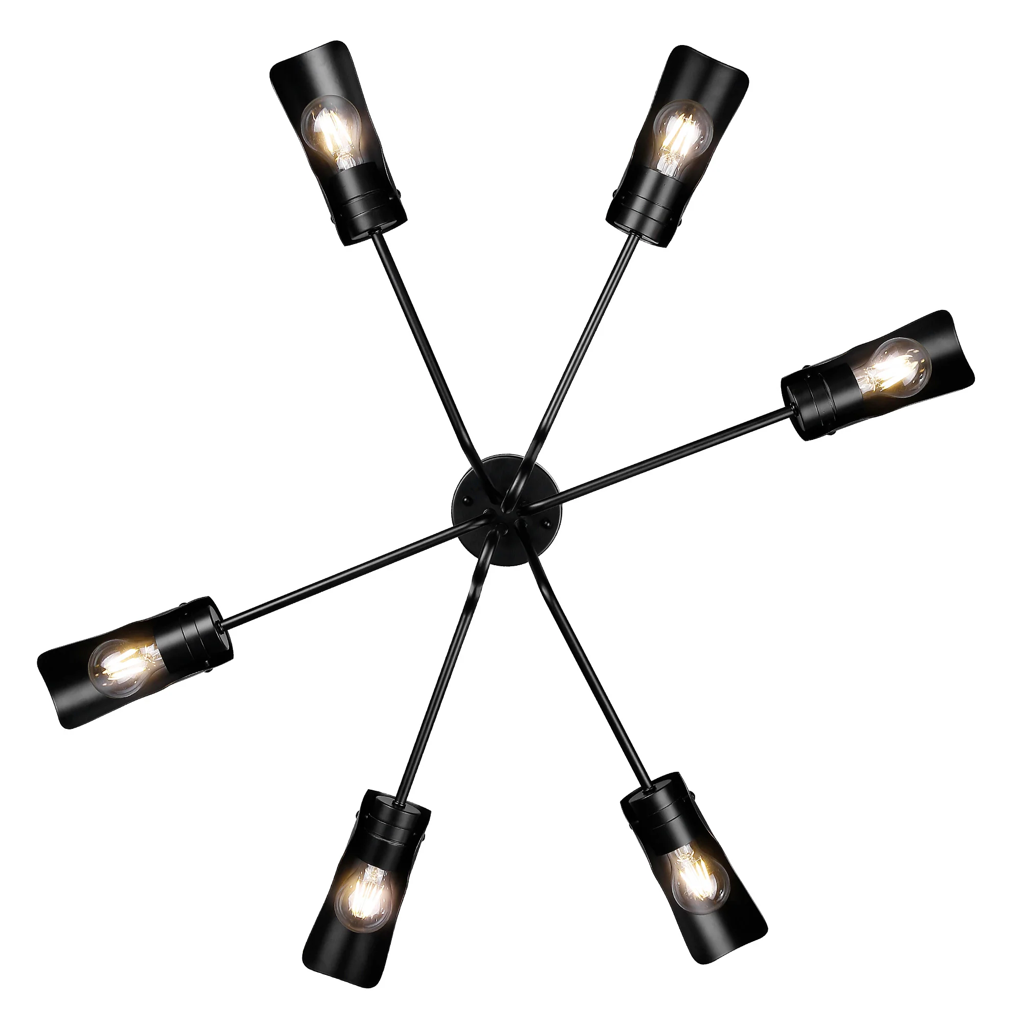 Newton 6-light Semi-Flush Mount in Matte Black - Image 6