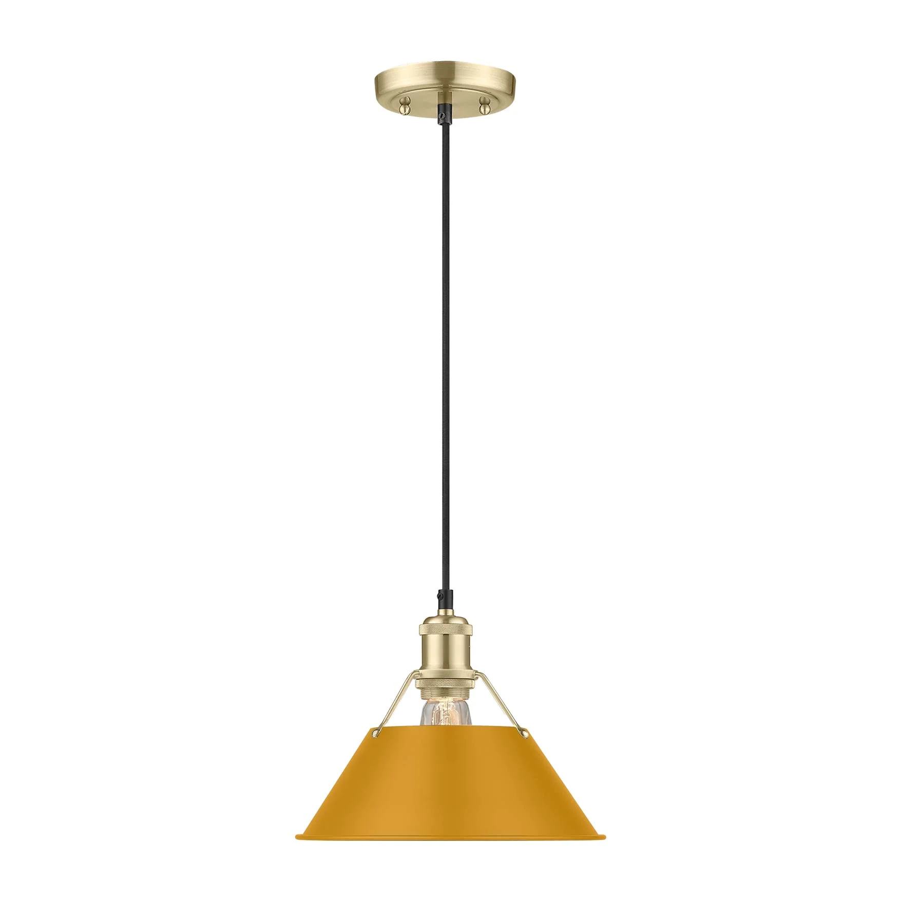 Orwell 1-light 10in Pendant in Brushed Champagne Brass and Auric Yellow shade - Image 2