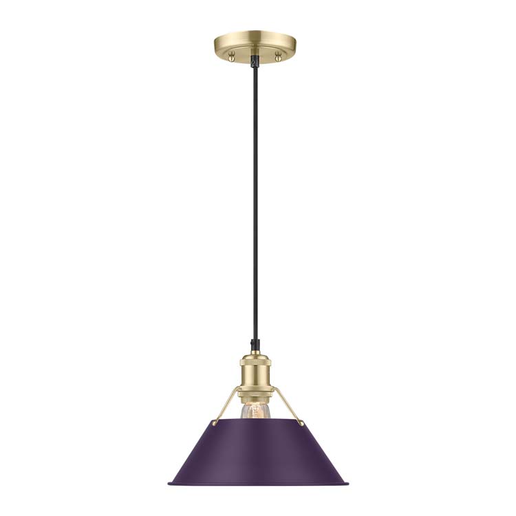 Orwell 1-light 10in Pendant in Brushed Champagne Brass and Exotic Purple shade - Image 2