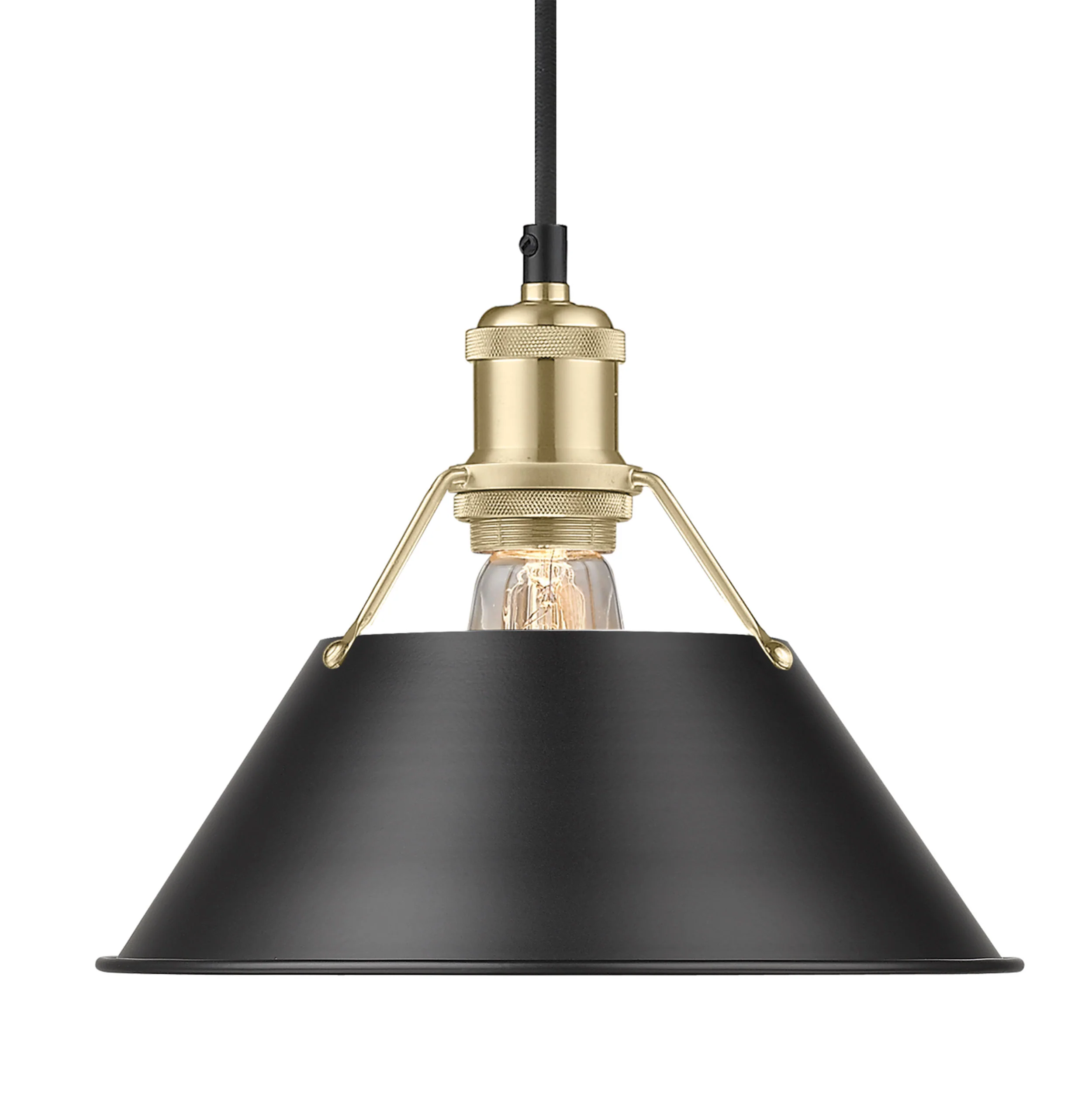 Orwell 1-light 10in Pendant in Brushed Champagne Brass and Matte Black shade
