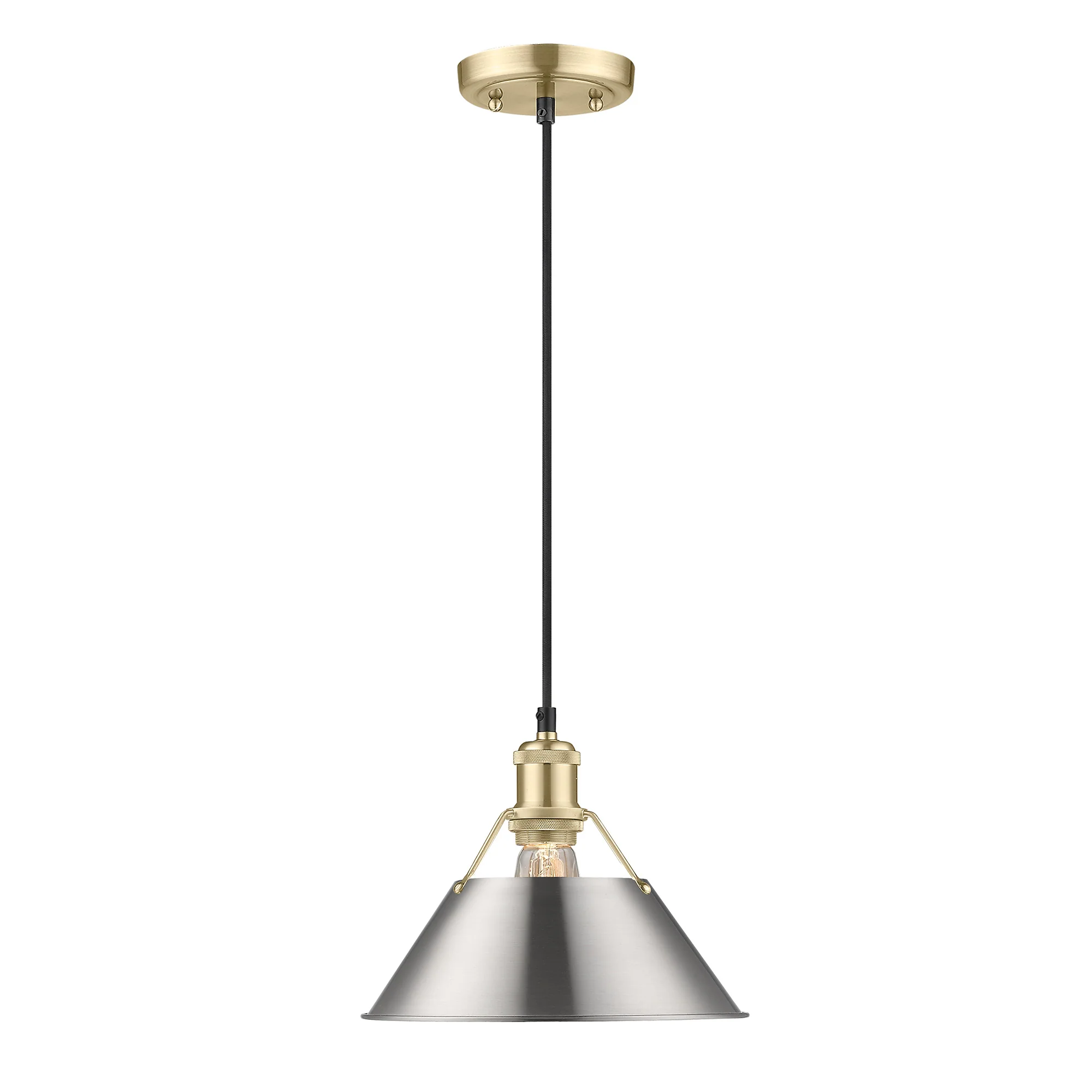 Orwell 1-light 10in Pendant in Brushed Champagne Brass and Pewter shade - Image 2