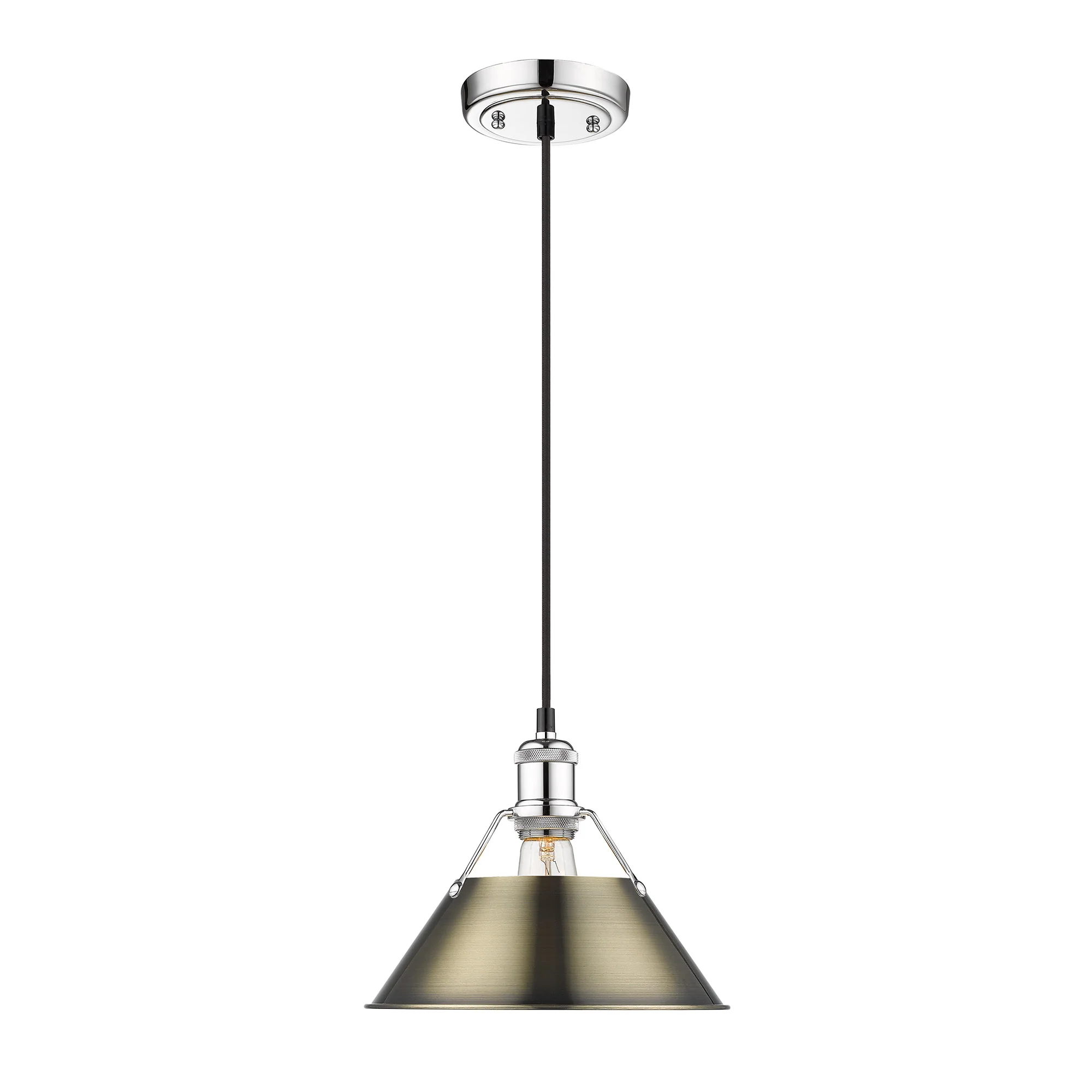 Orwell 1-light 10in Pendant in Chrome and Aged Brass shade - Image 2
