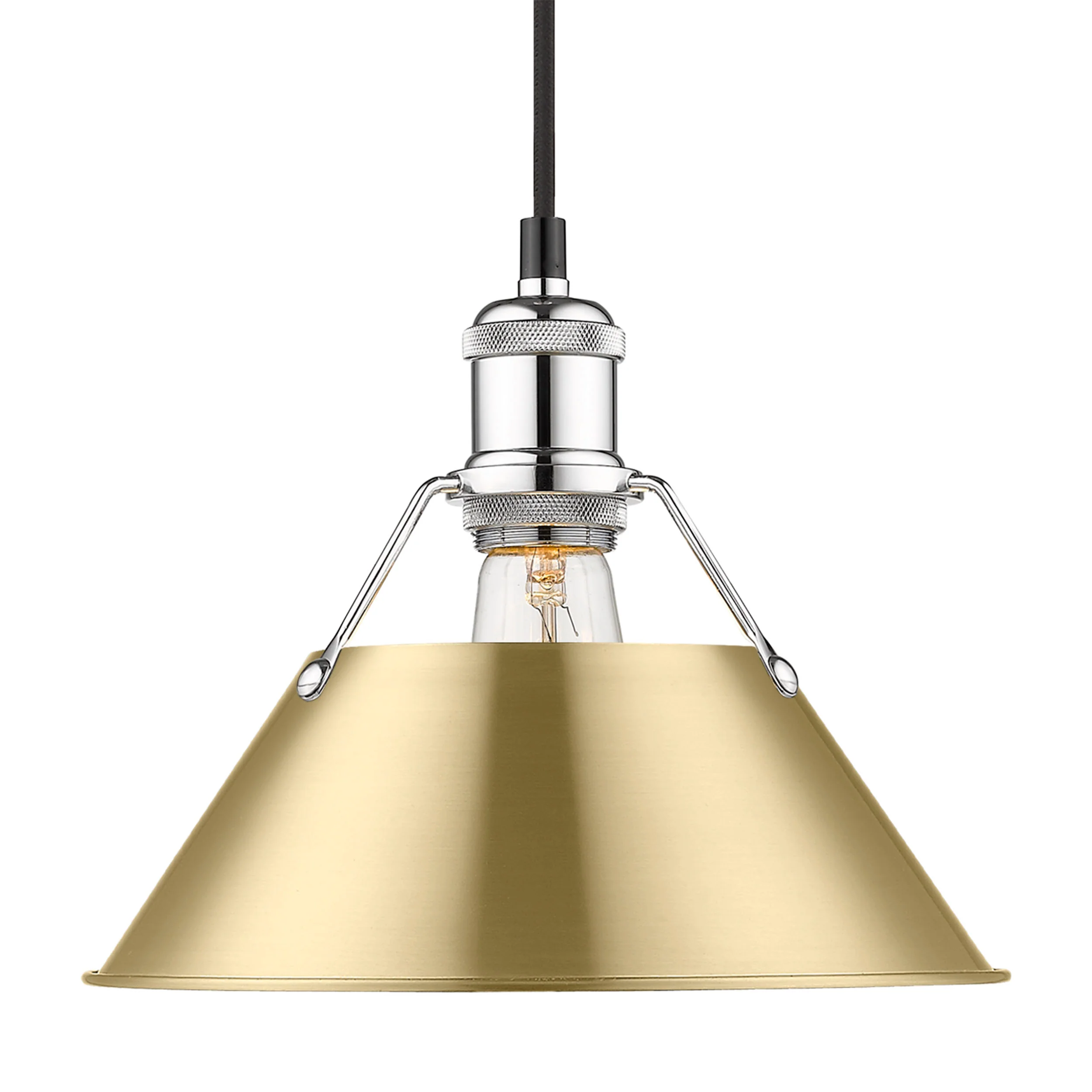 Orwell 1-light 10in Pendant in Chrome and Brushed Champagne Brass shade