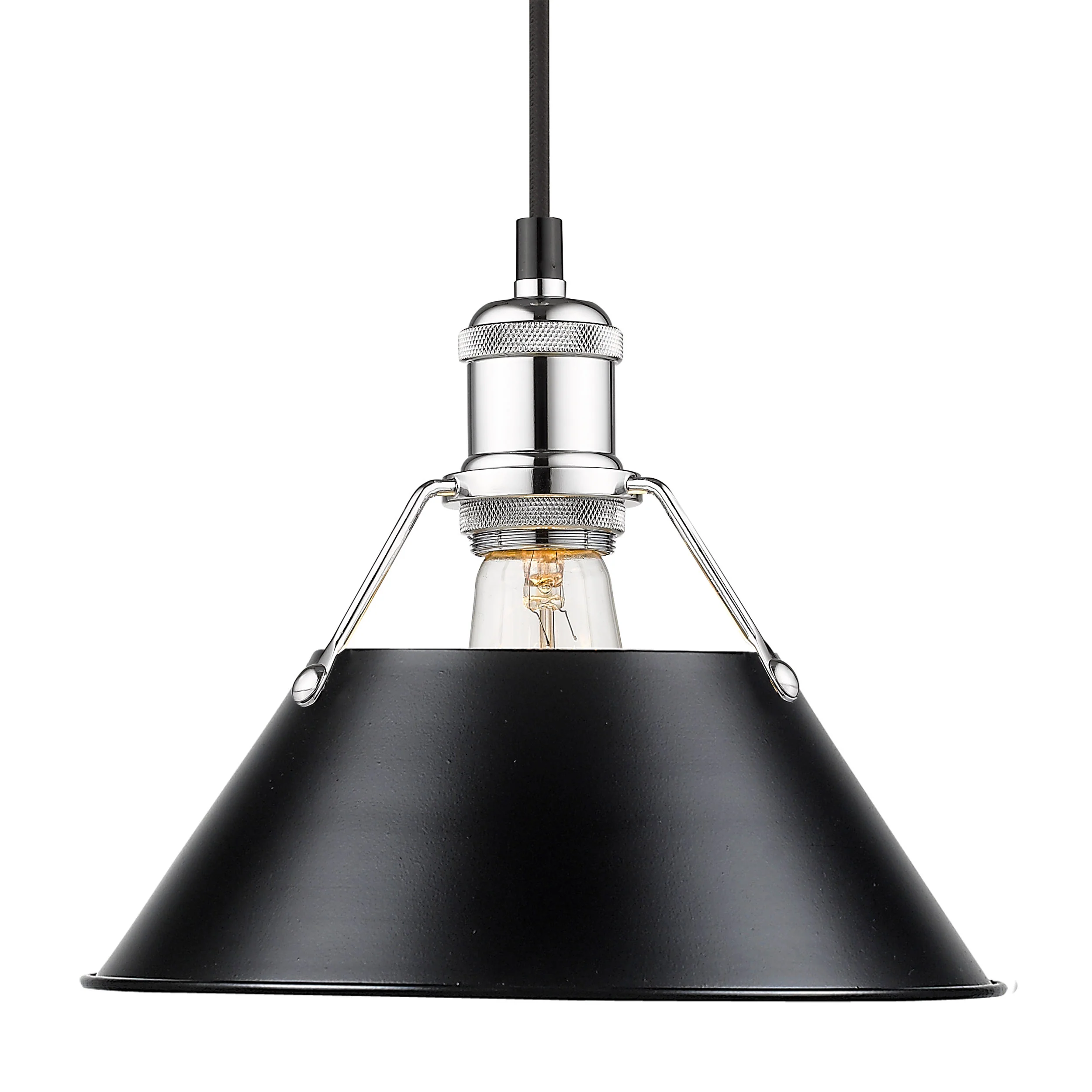 Orwell 1-light 10in Pendant in Chrome and Matte Black shade
