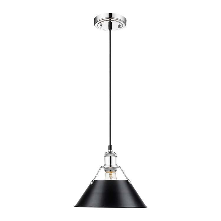 Orwell 1-light 10in Pendant in Chrome and Matte Black shade - Image 2