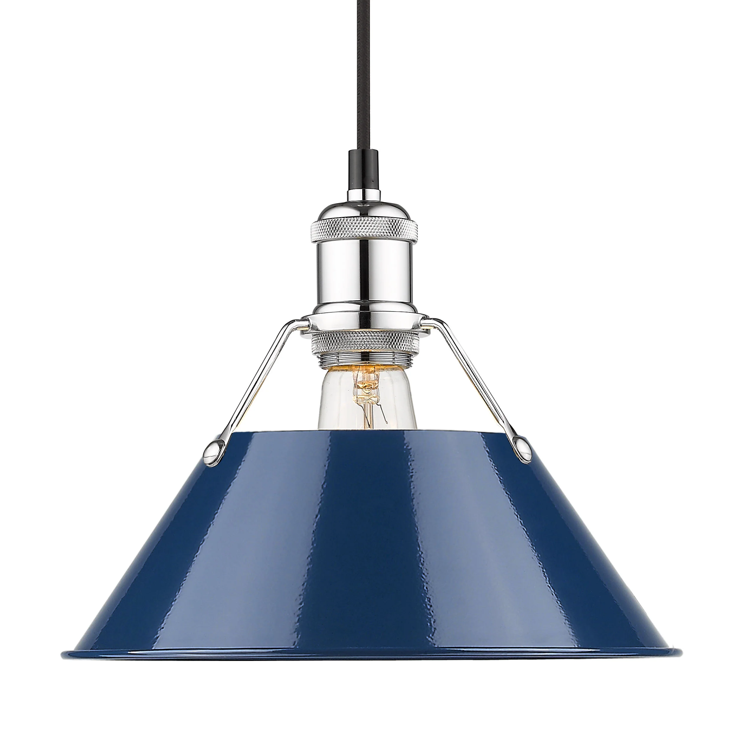 Orwell 1-light 10in Pendant in Chrome and Navy Blue shade