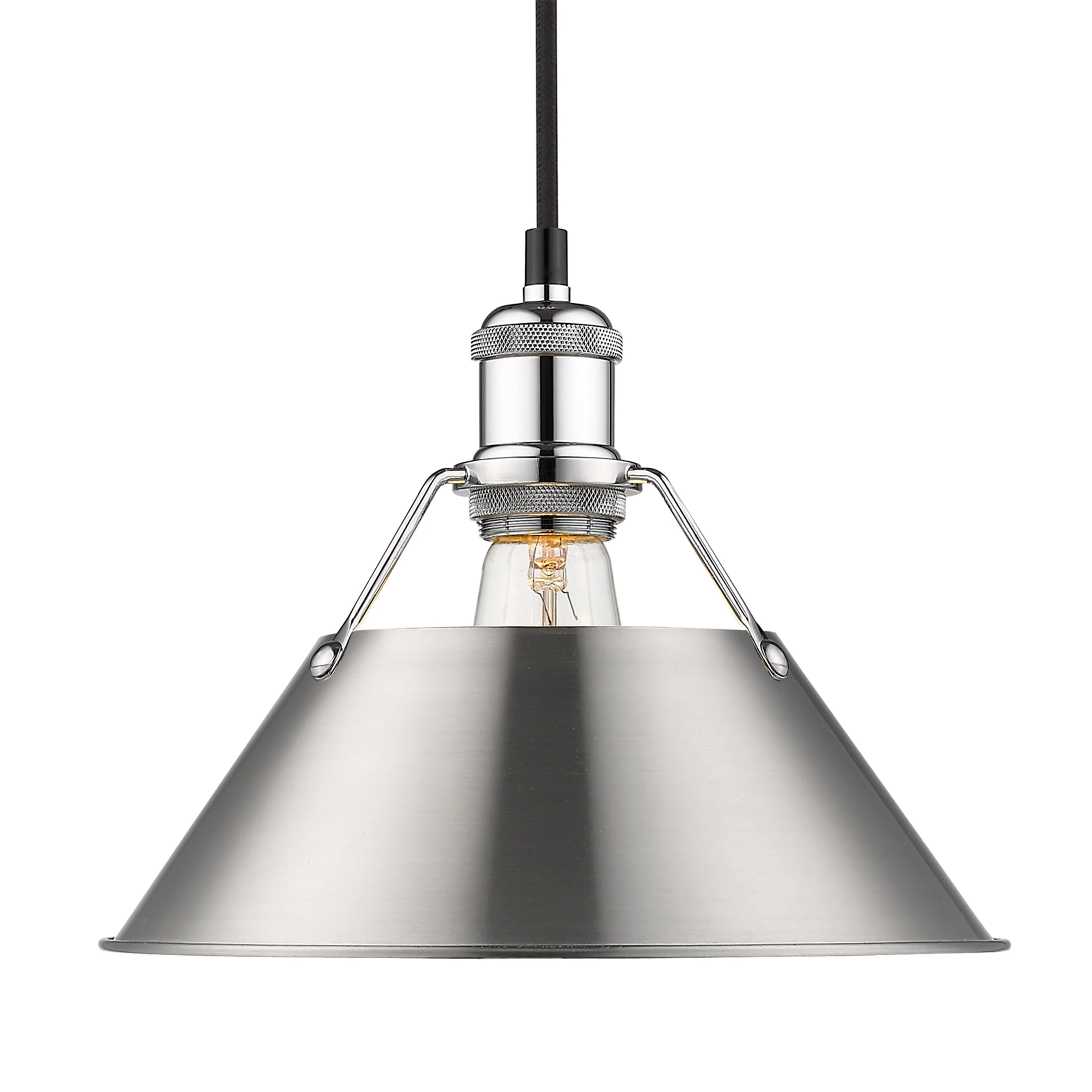 Orwell 1-light 10in Pendant in Chrome and Pewter shade