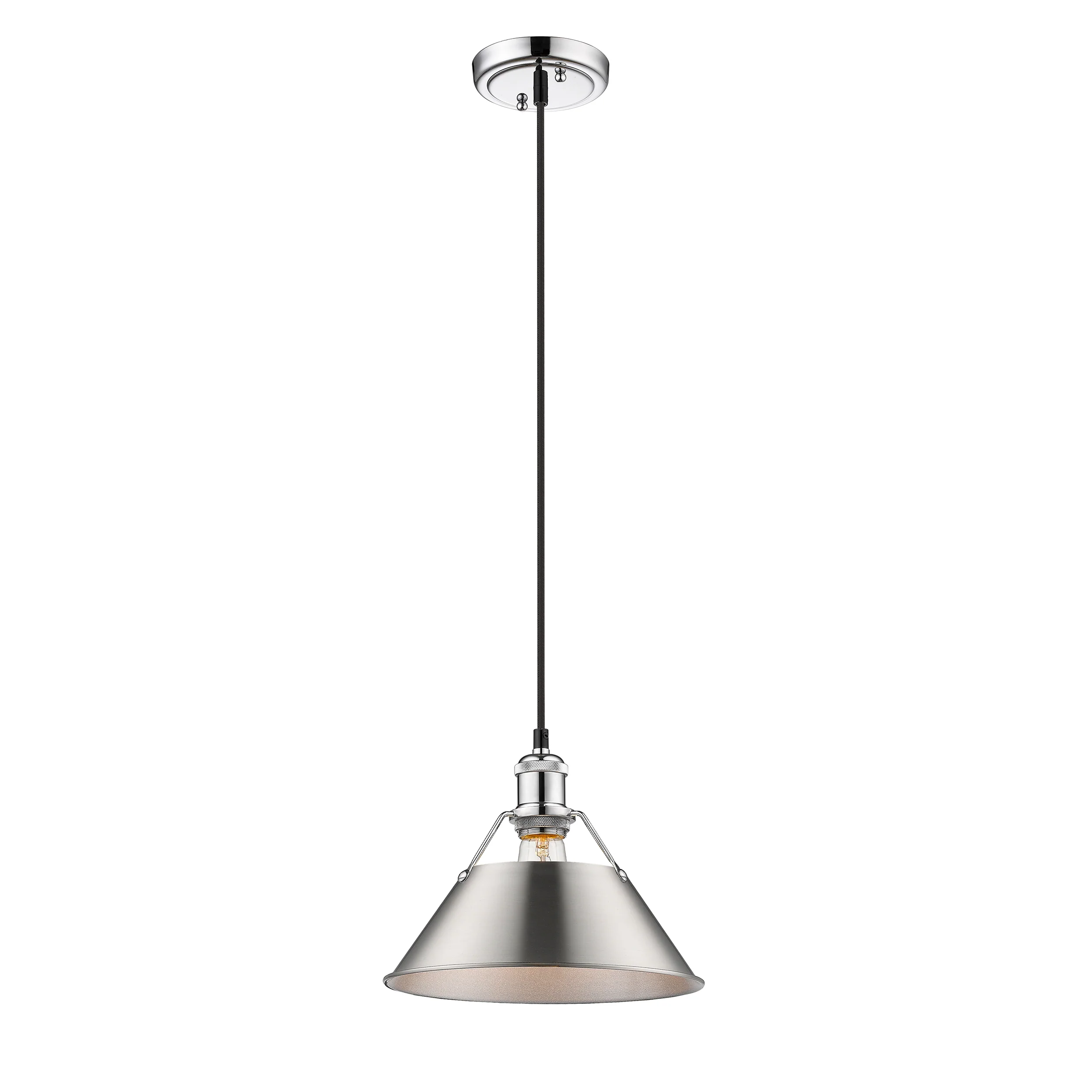 Orwell 1-light 10in Pendant in Chrome and Pewter shade - Image 2