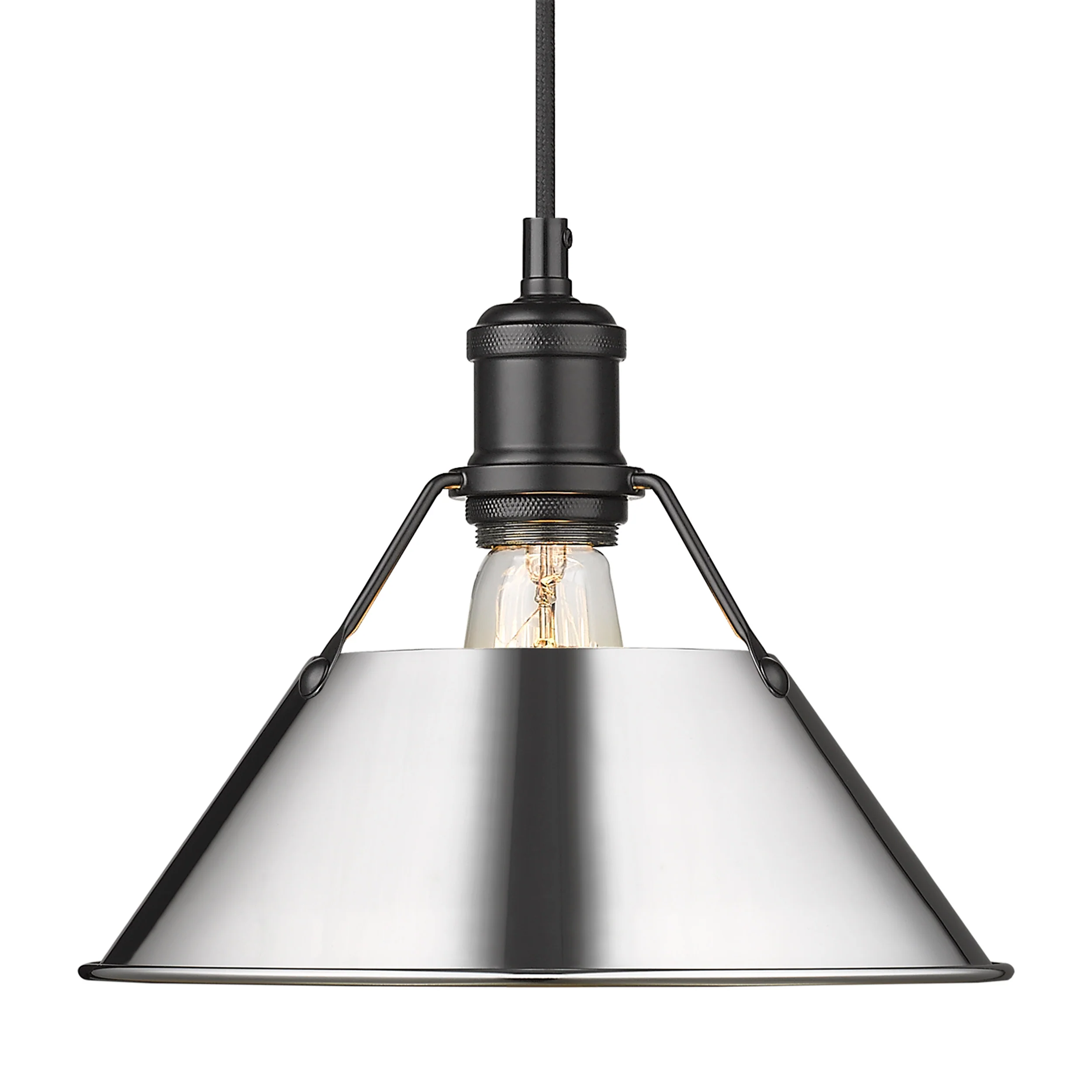 Orwell 1-light 10in Pendant in Matte Black and Chrome shade