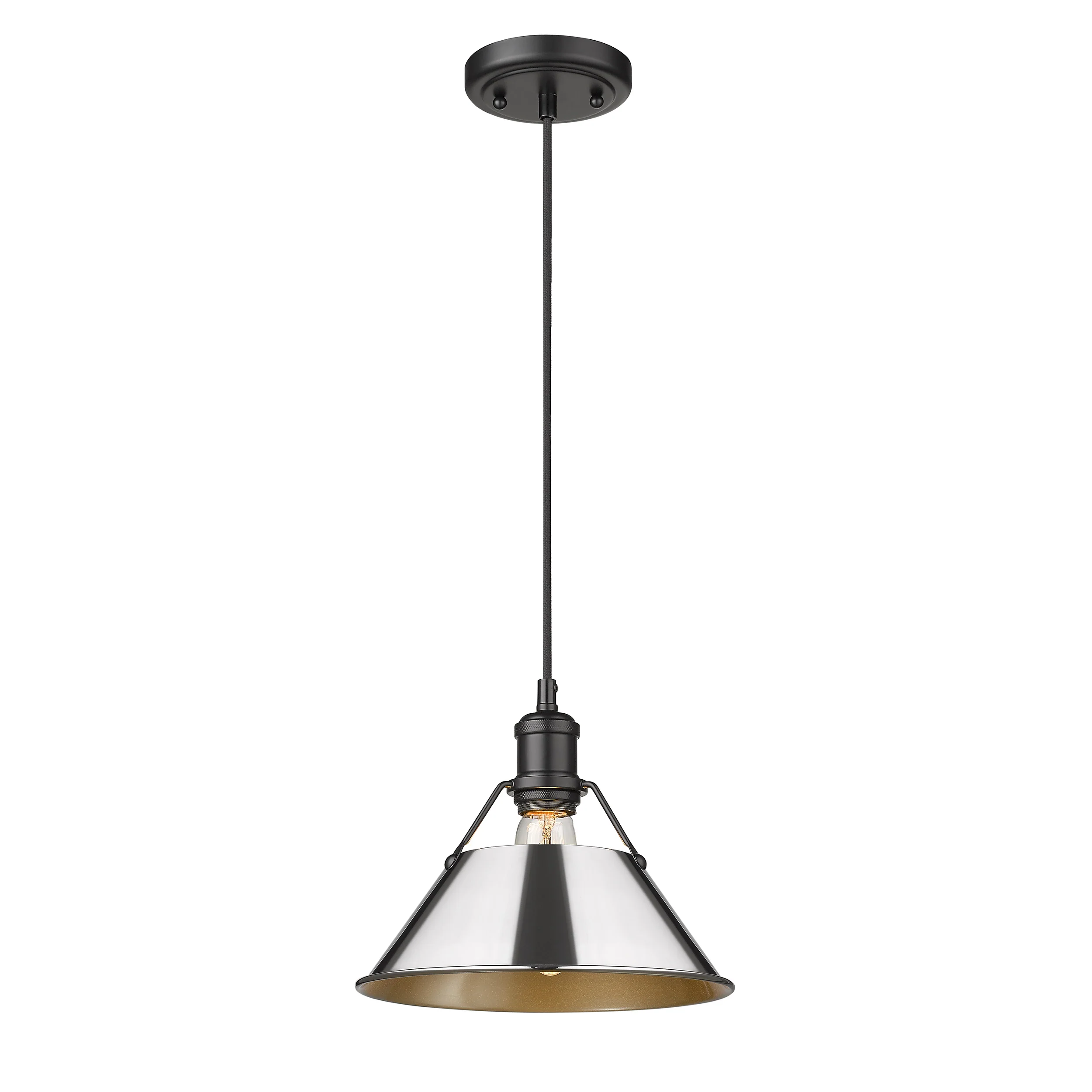 Orwell 1-light 10in Pendant in Matte Black and Chrome shade - Image 2