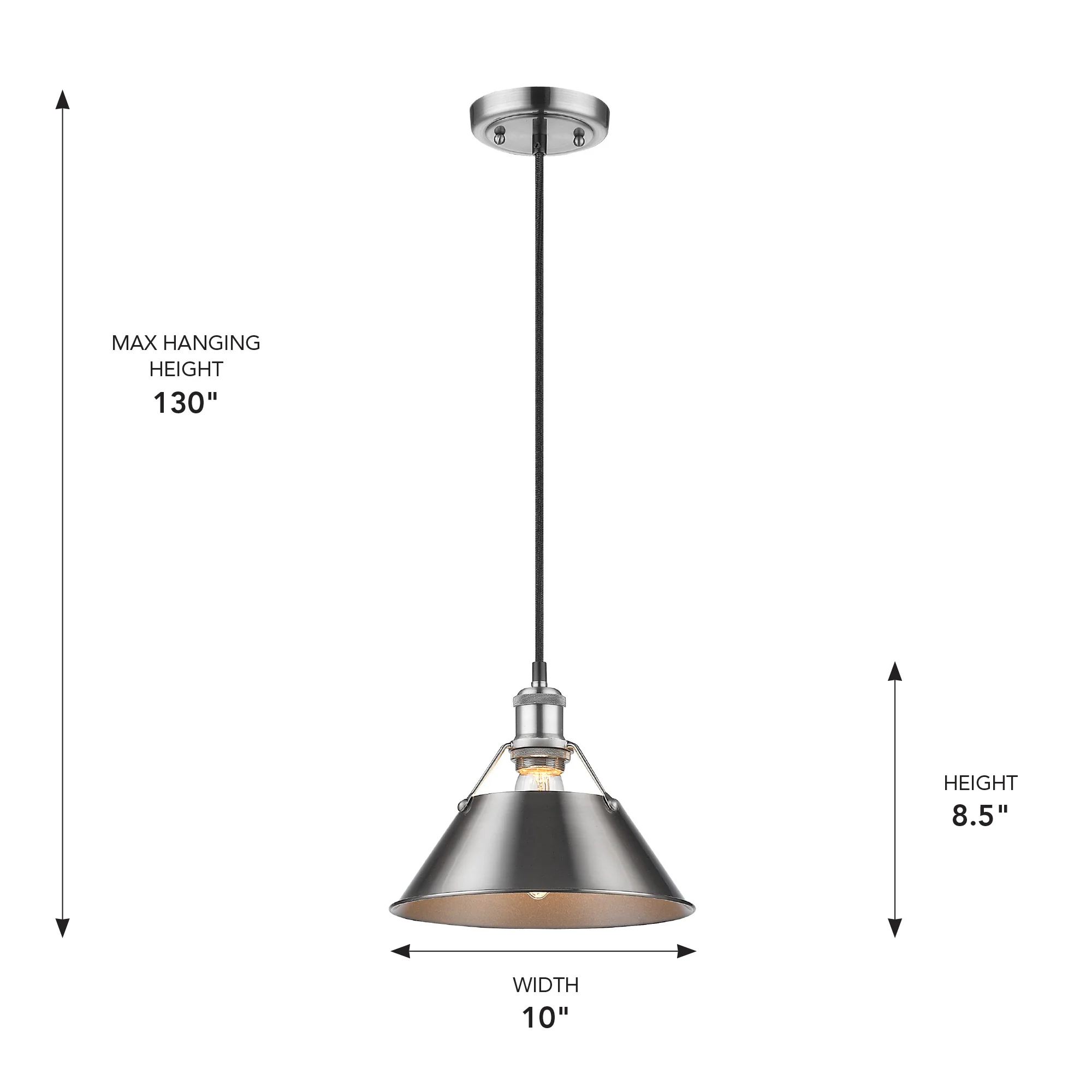 Orwell 1-light 10in Pendant in Pewter - Image 3