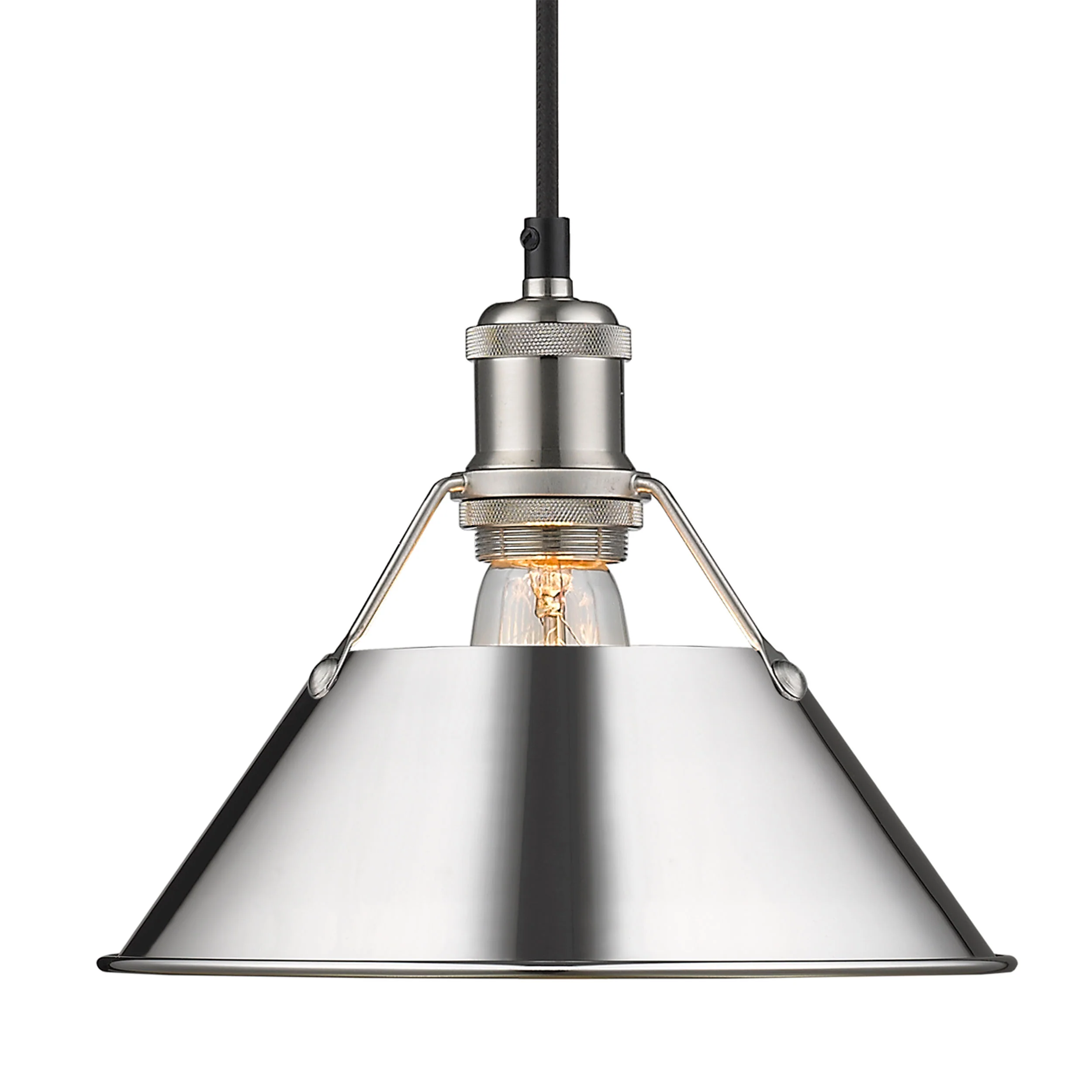 Orwell 1-light 10in Pendant in Pewter and Chrome shade