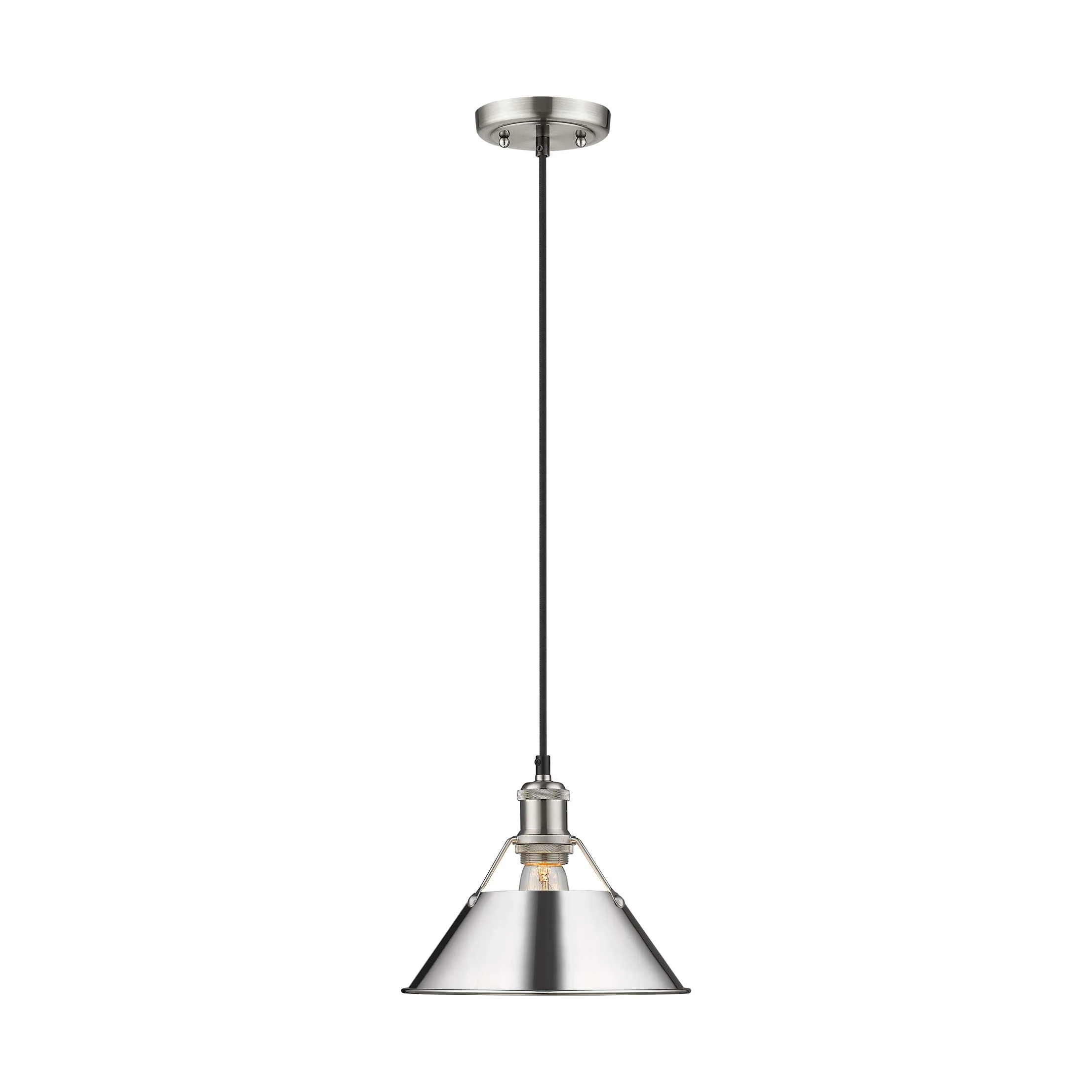 Orwell 1-light 10in Pendant in Pewter and Chrome shade - Image 2