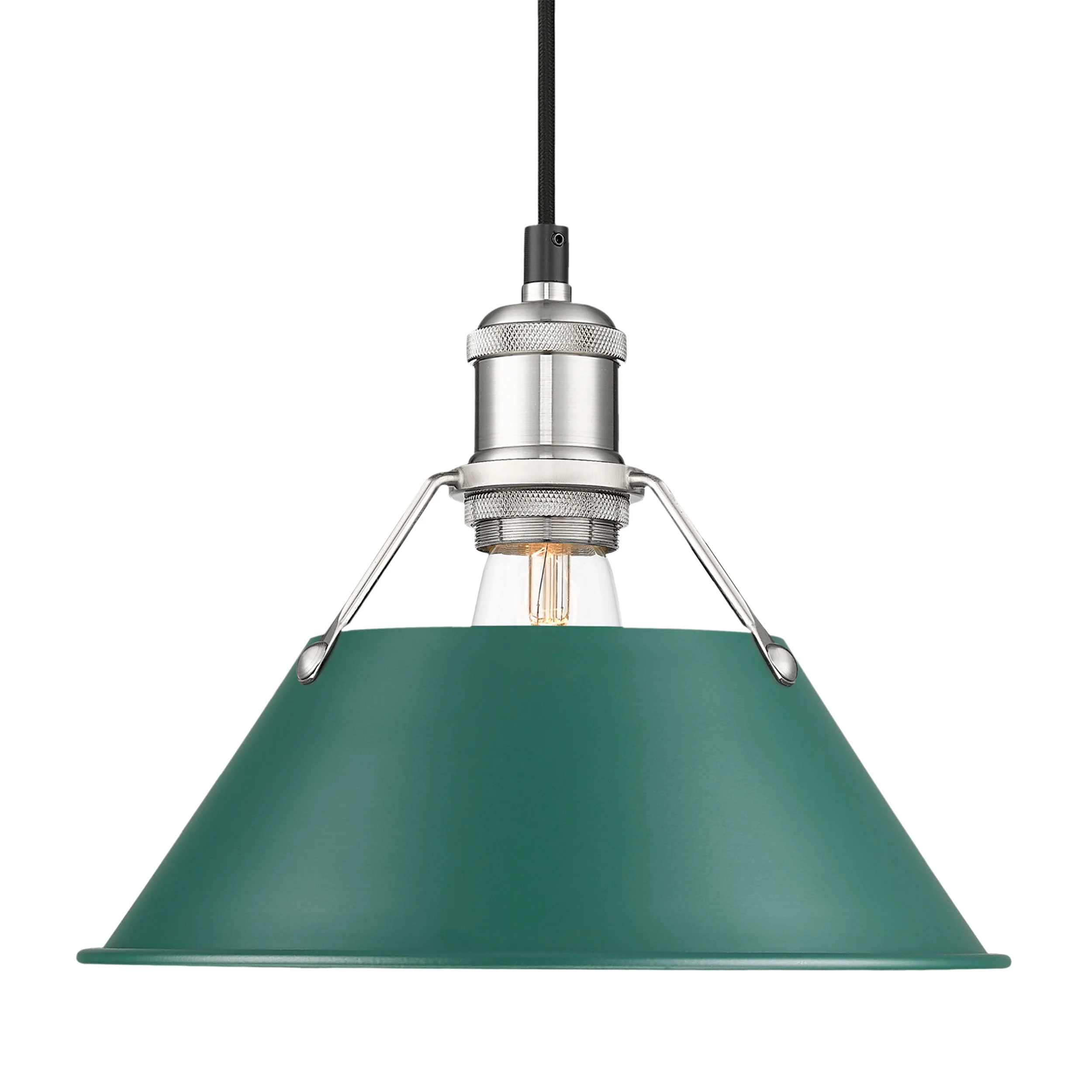 Orwell 1-light 10in Pendant in Pewter and Pine Green shade