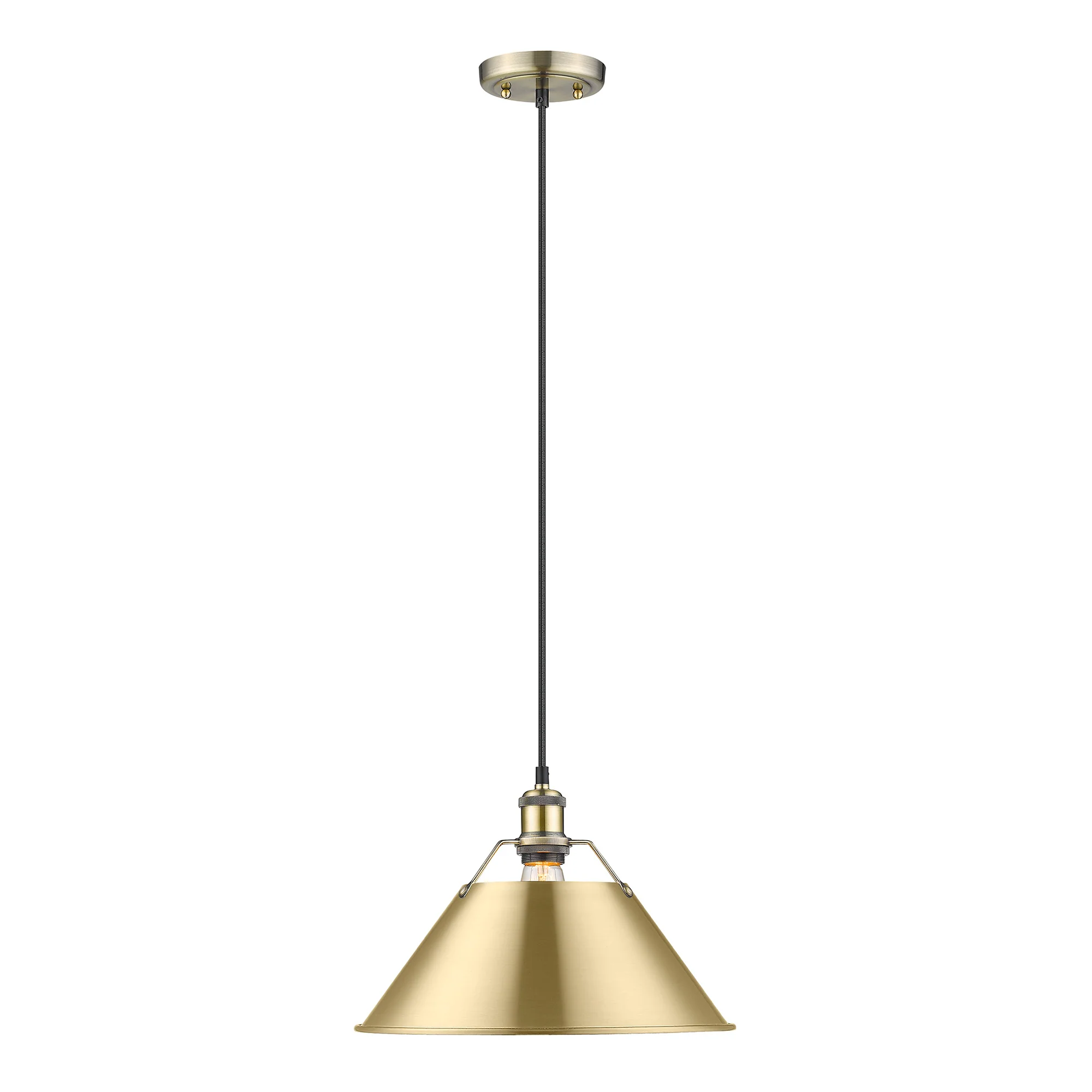 Orwell 1-light 14in Pendant in Aged Brass and Brushed Champagne Brass shade - Image 2