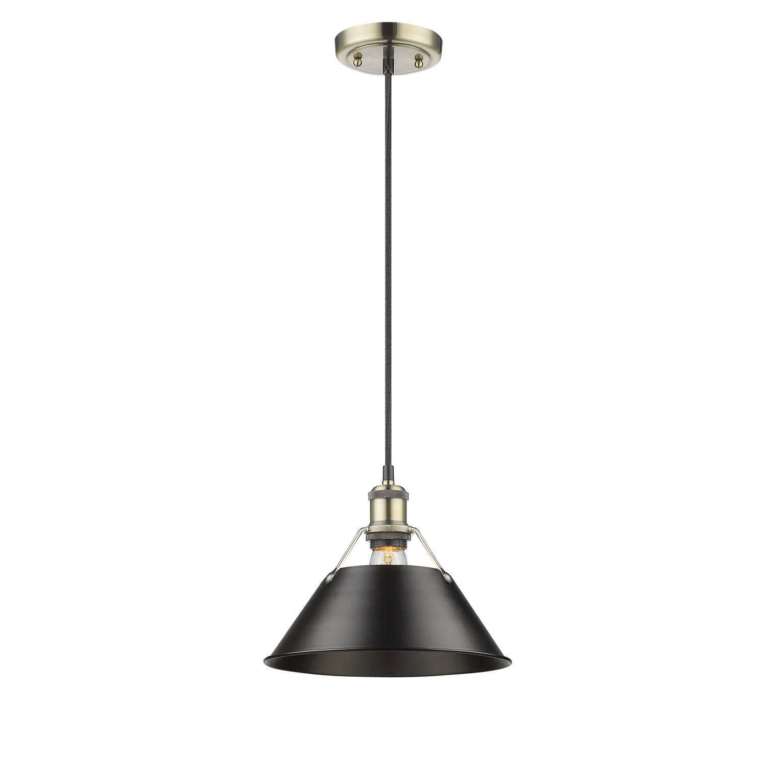Orwell 1-light 14in Pendant in Aged Brass and Matte Black shade - Image 2