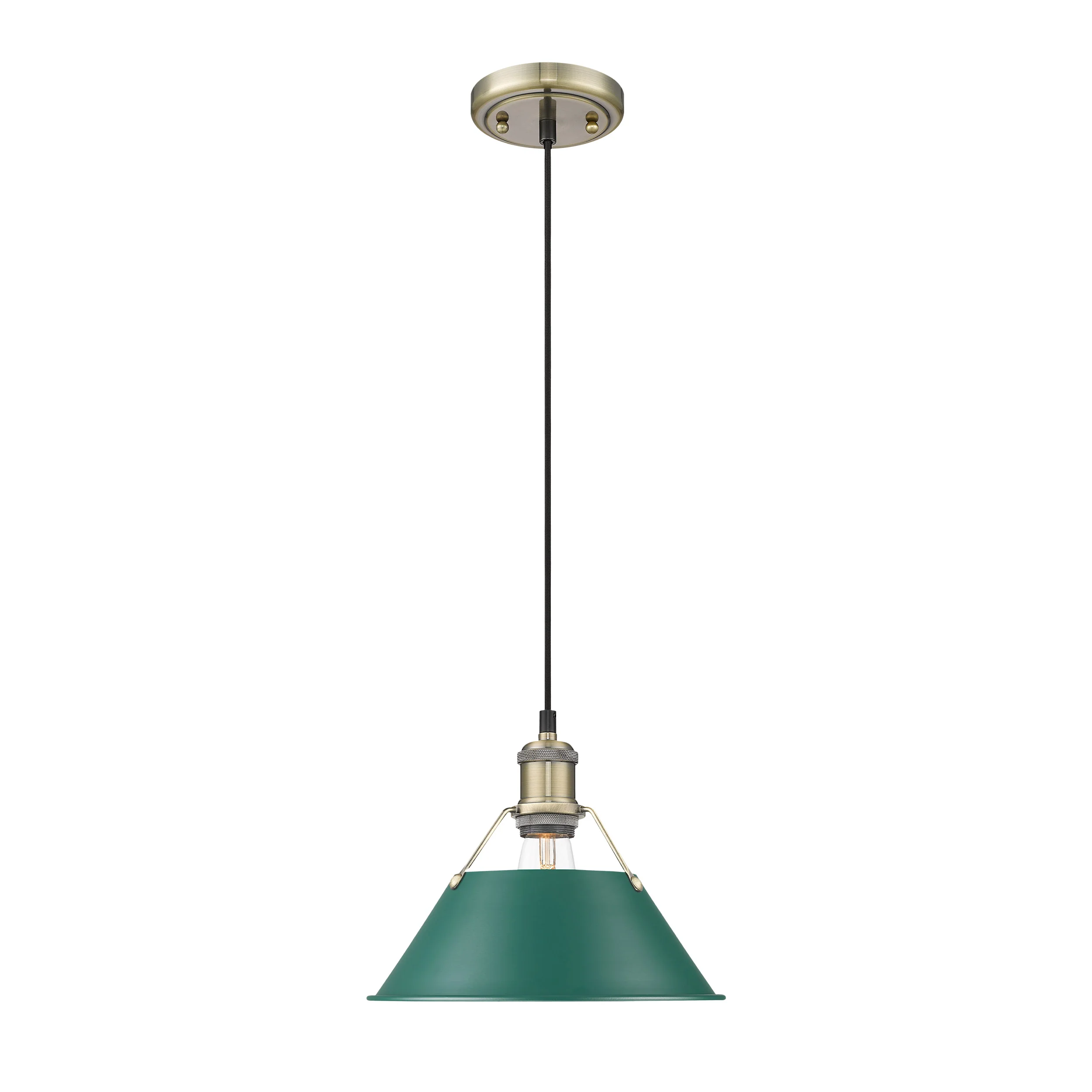 Orwell 1-light 14in Pendant in Aged Brass and Pine Green shade - Image 3