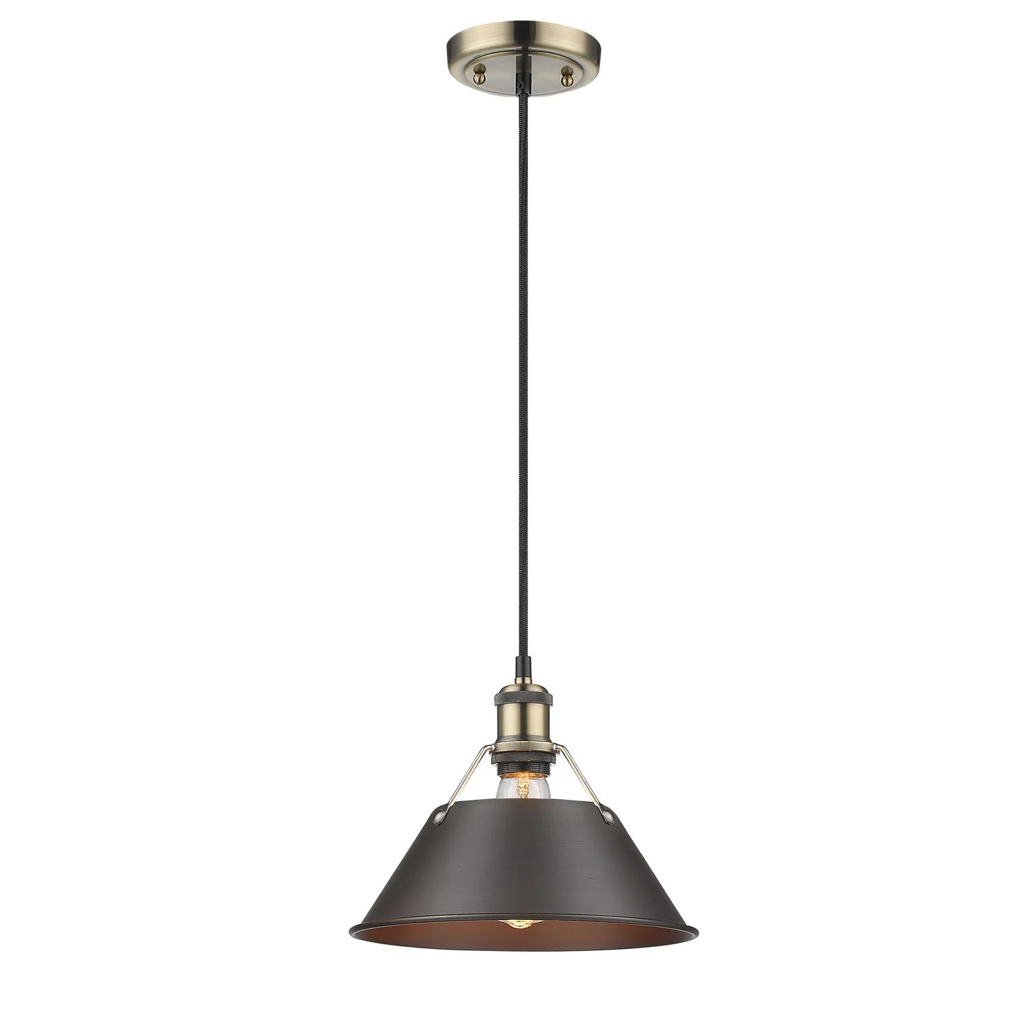 Orwell 1-light 14in Pendant in Aged Brass and Rubbed Bronze shade - Image 2