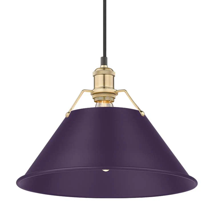 Orwell 1-light 14in Pendant in Brushed Champagne Brass and Exotic Purple shade