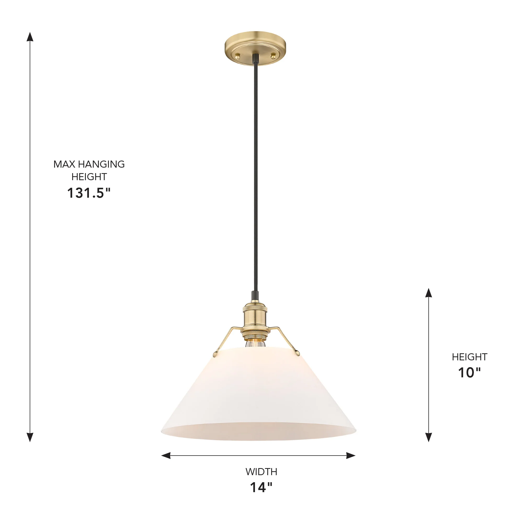 Orwell 1-light 14in Pendant in Brushed Champagne Brass and Opal Glass - Image 3