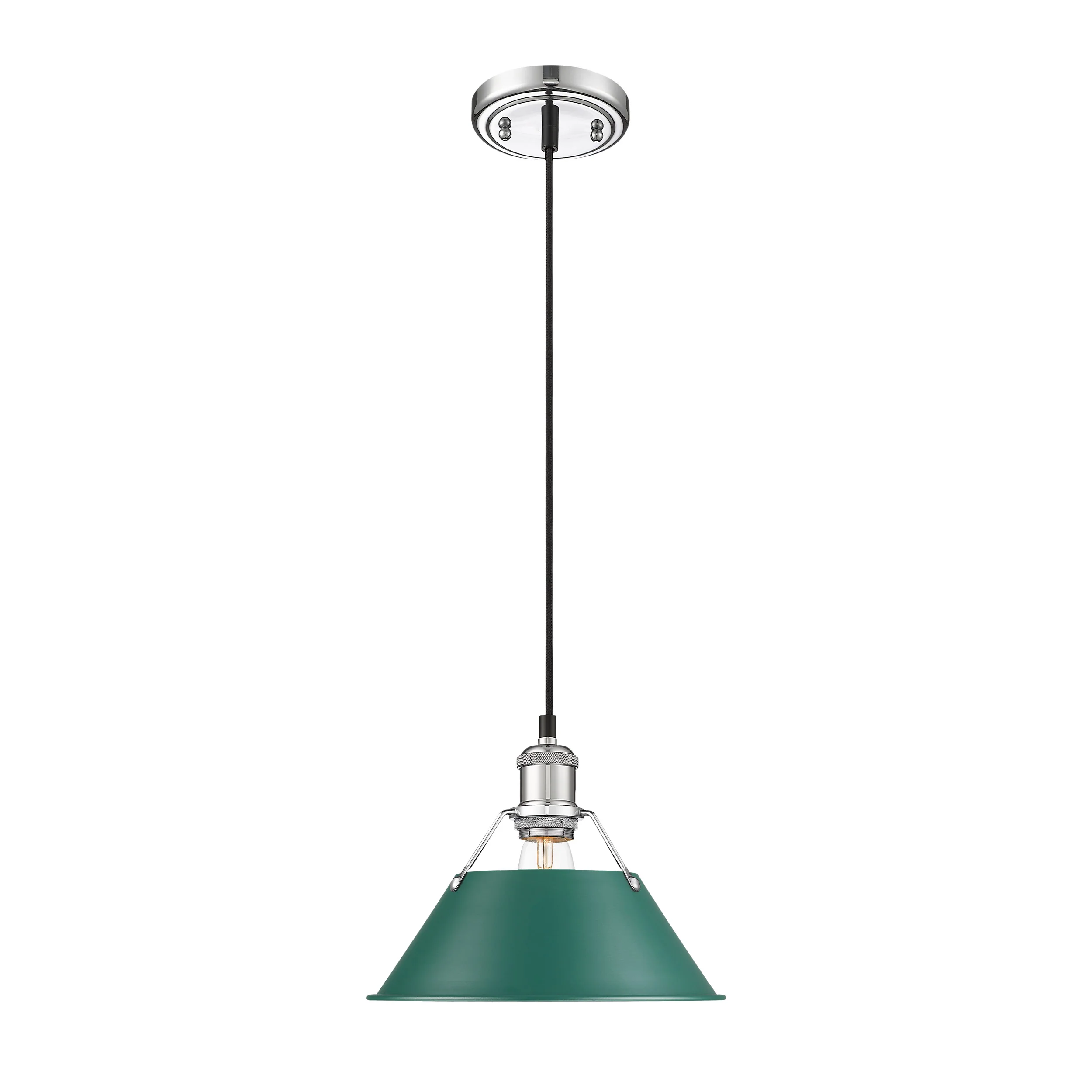 Orwell 1-light 14in Pendant in Chrome and Pine Green shade - Image 3