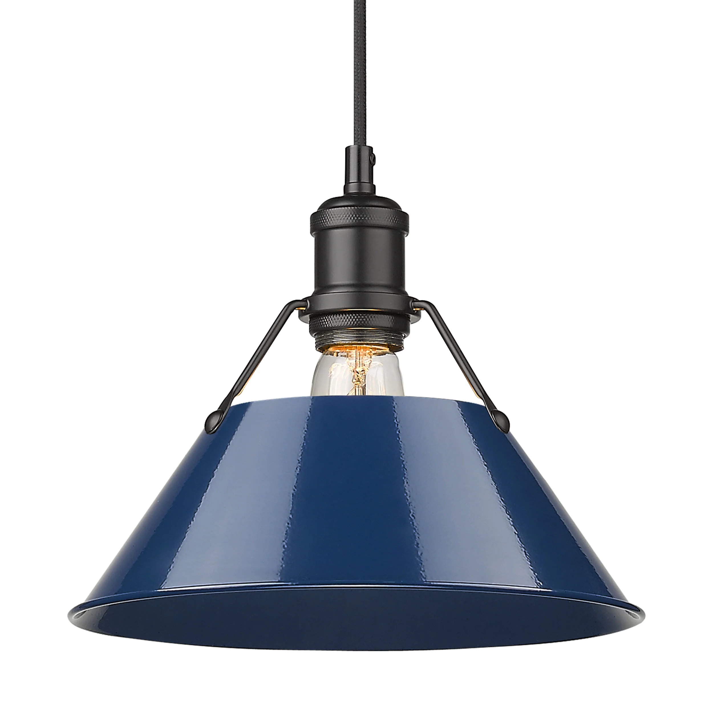 Orwell 1-light 14in Pendant in Matte Black and Navy Blue shade