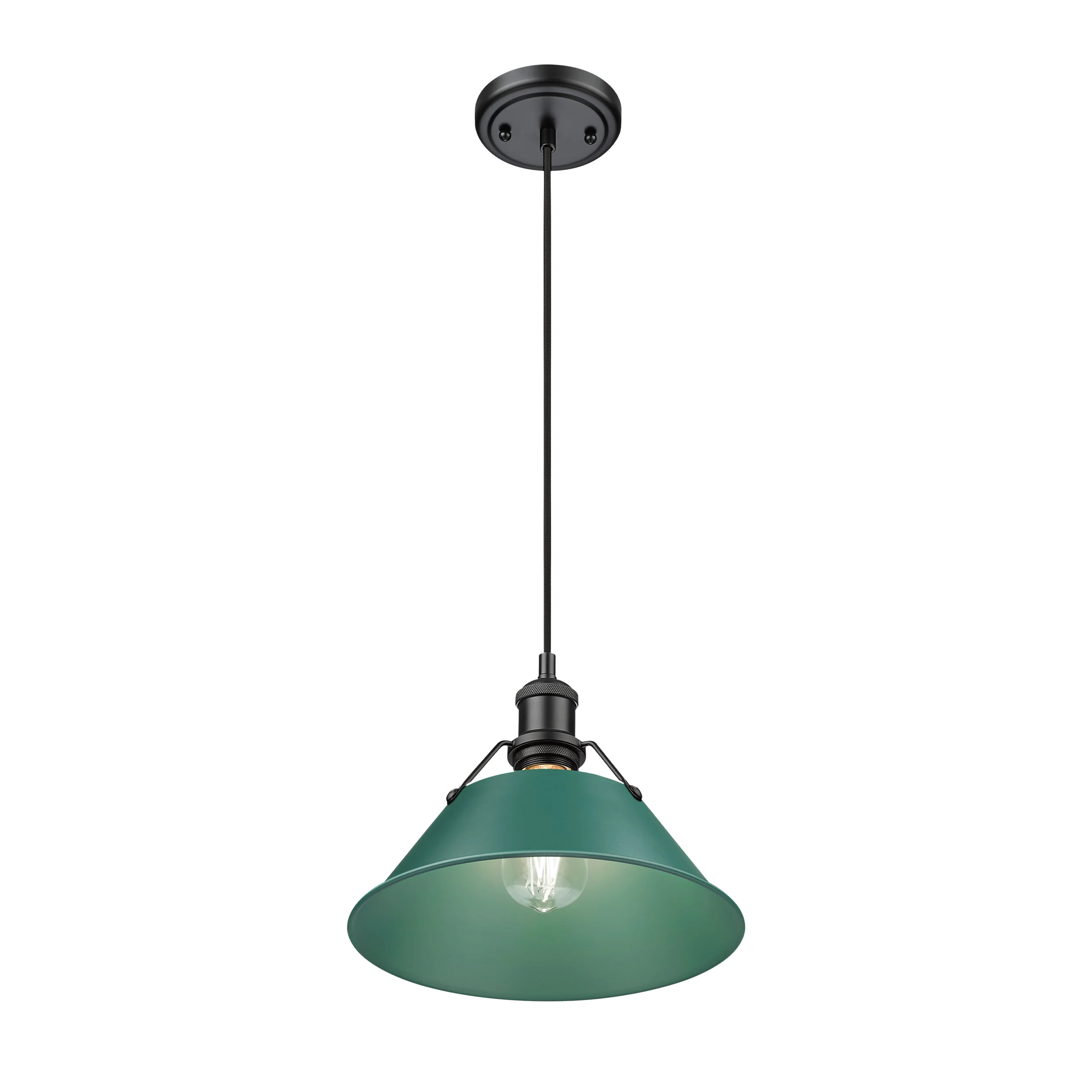 Orwell 1-light 14in Pendant in Matte Black and Pine Green shade - Image 3