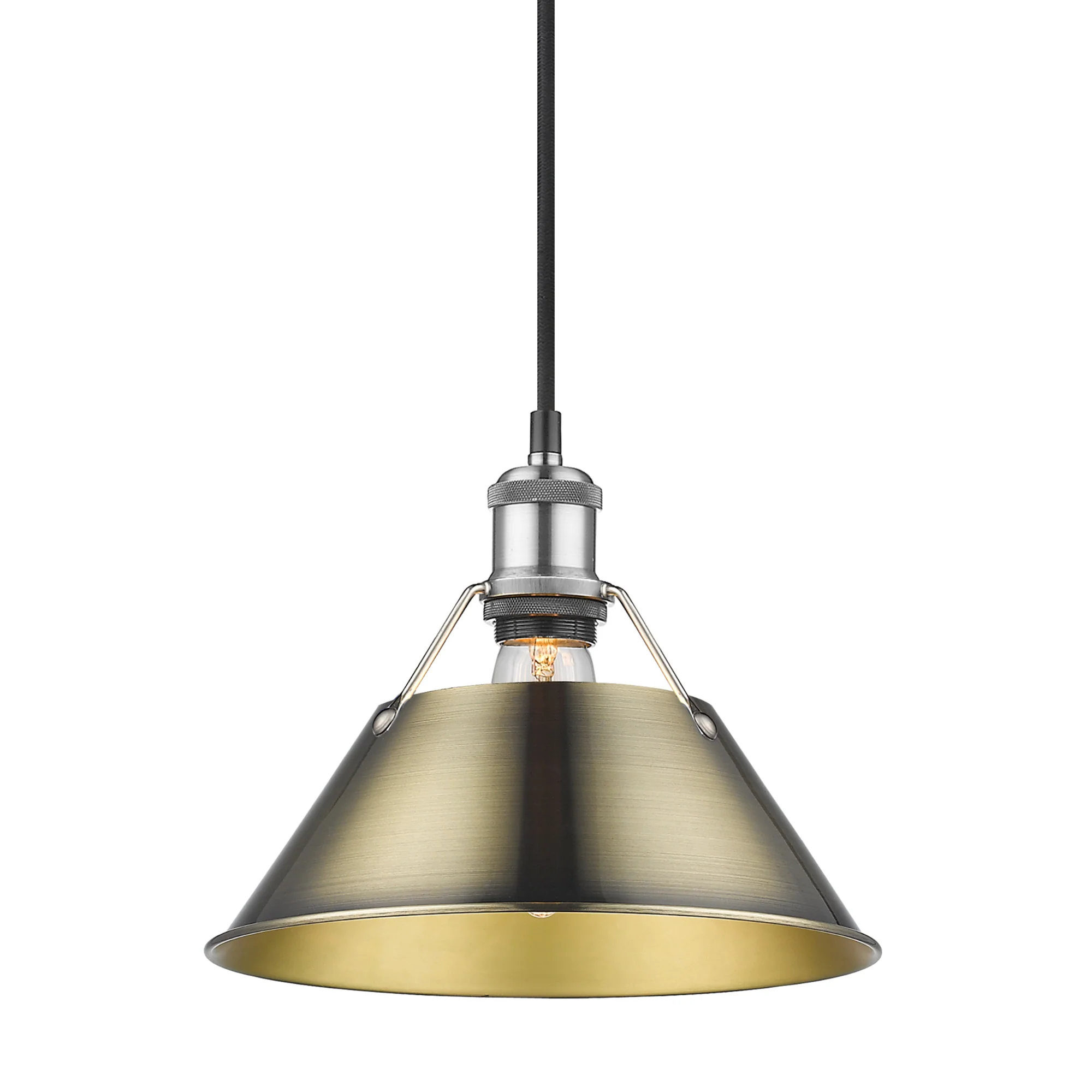 Orwell 1-light 14in Pendant in Pewter and Aged Brass shade - Image 2