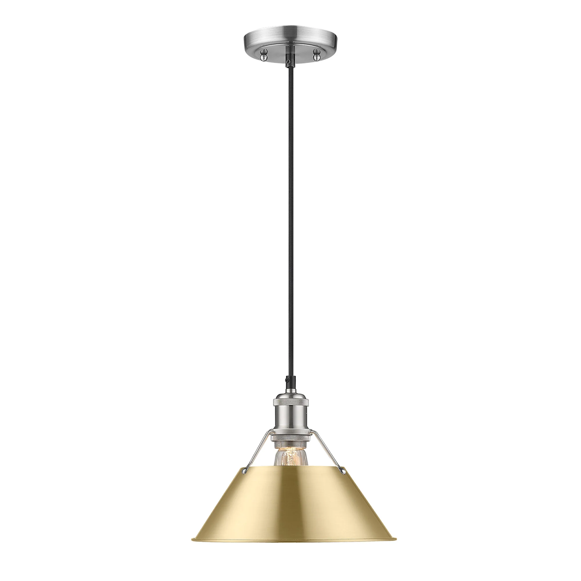 Orwell 1-light 14in Pendant in Pewter and Brushed Champagne Brass shade - Image 3