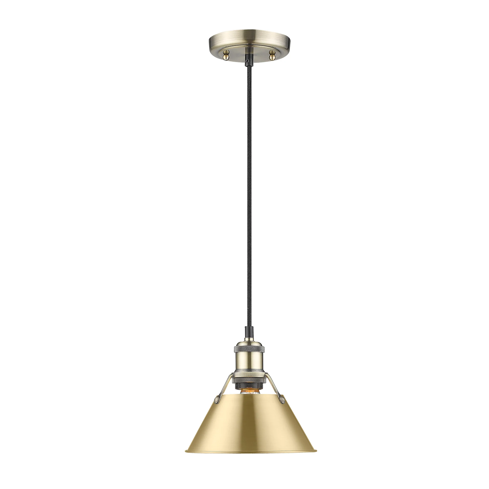 Orwell 1-light 8in Pendant in Aged Brass and Brushed Champagne Brass shade - Image 3