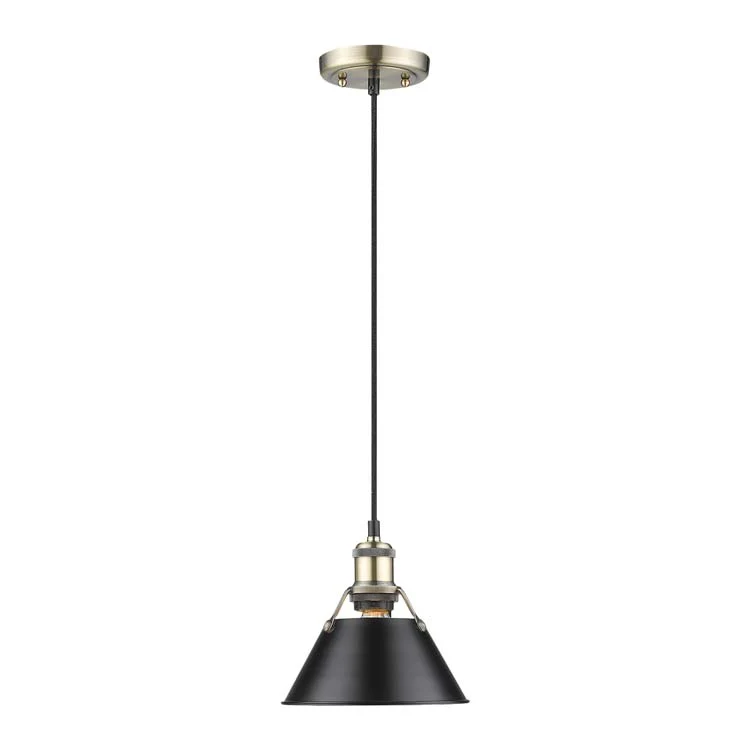 Orwell 1-light 8in Pendant in Aged Brass and Matte Black shade - Image 3