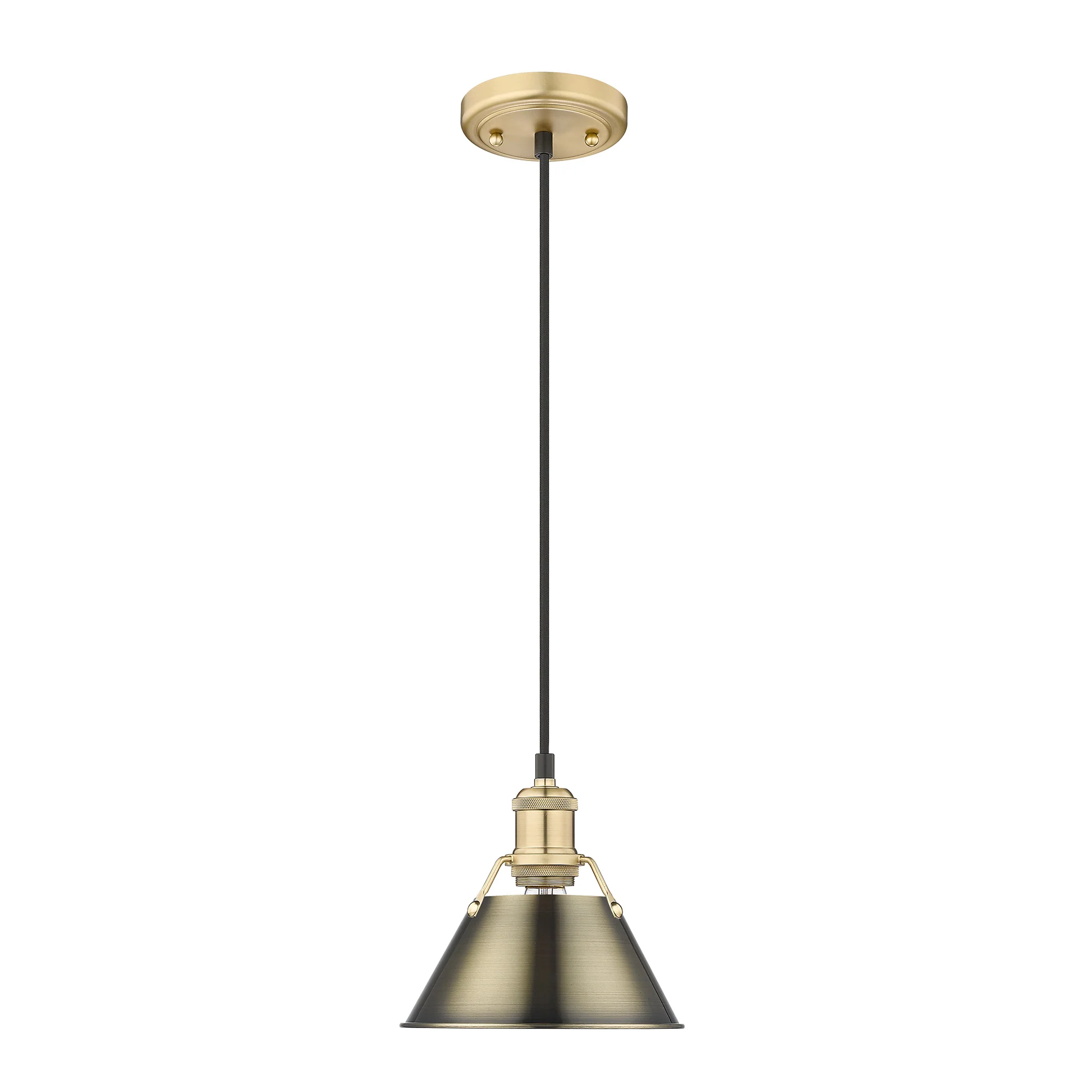 Orwell 1-light 8in Pendant in Brushed Champagne Brass and Aged Brass shade - Image 2