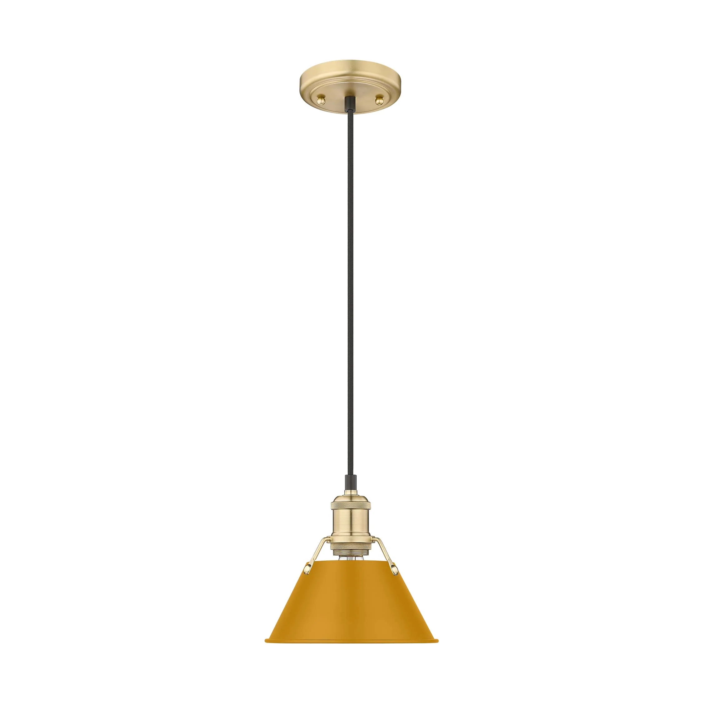 Orwell 1-light 8in Pendant in Brushed Champagne Brass and Auric Yellow shade - Image 2