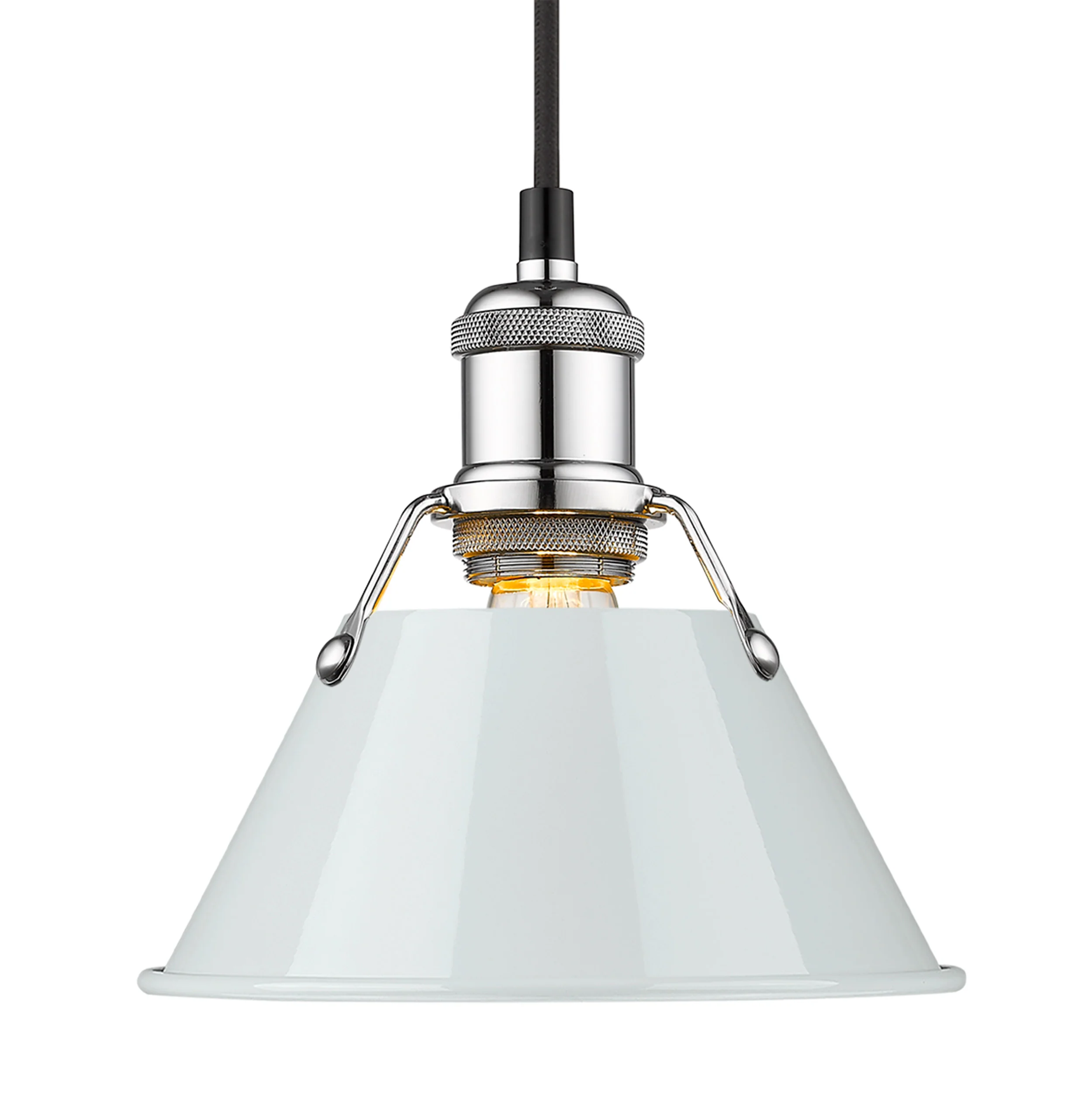 Orwell 1-light 8in Pendant in Chrome and Dusky Blue shade