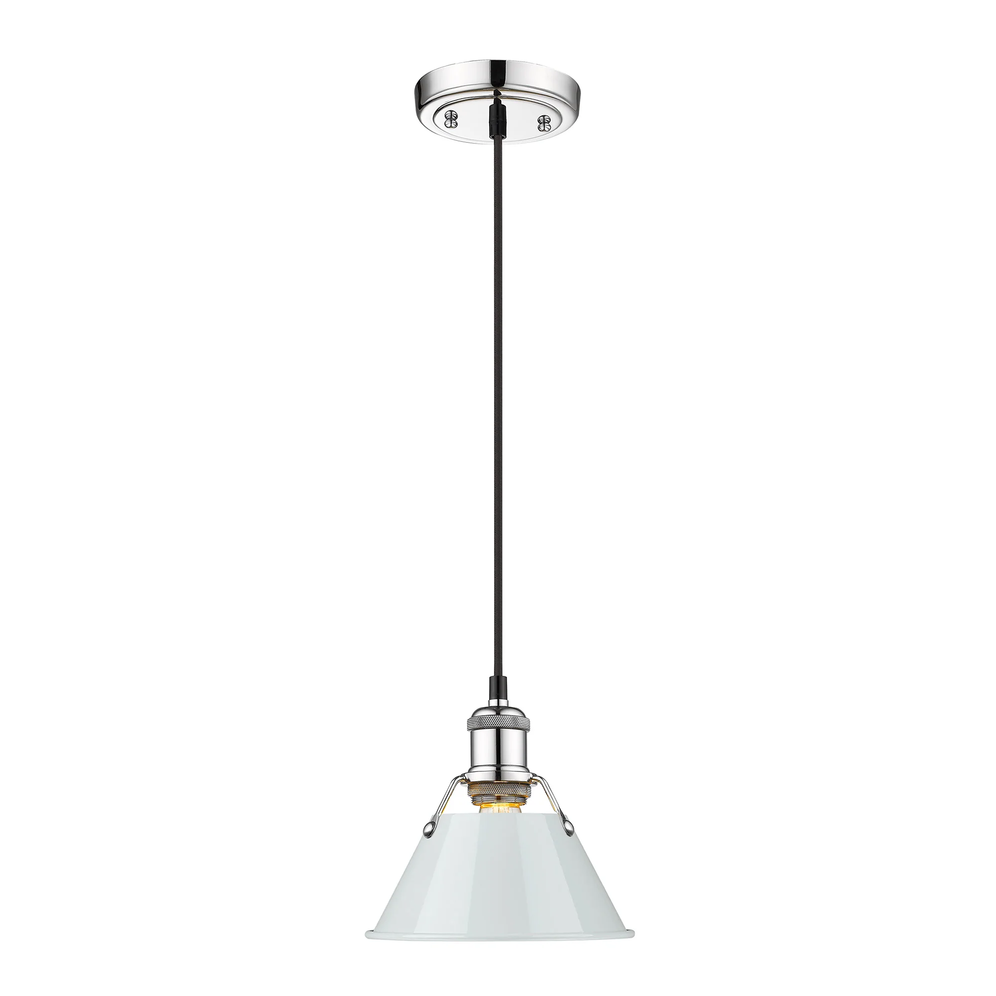Orwell 1-light 8in Pendant in Chrome and Dusky Blue shade - Image 2