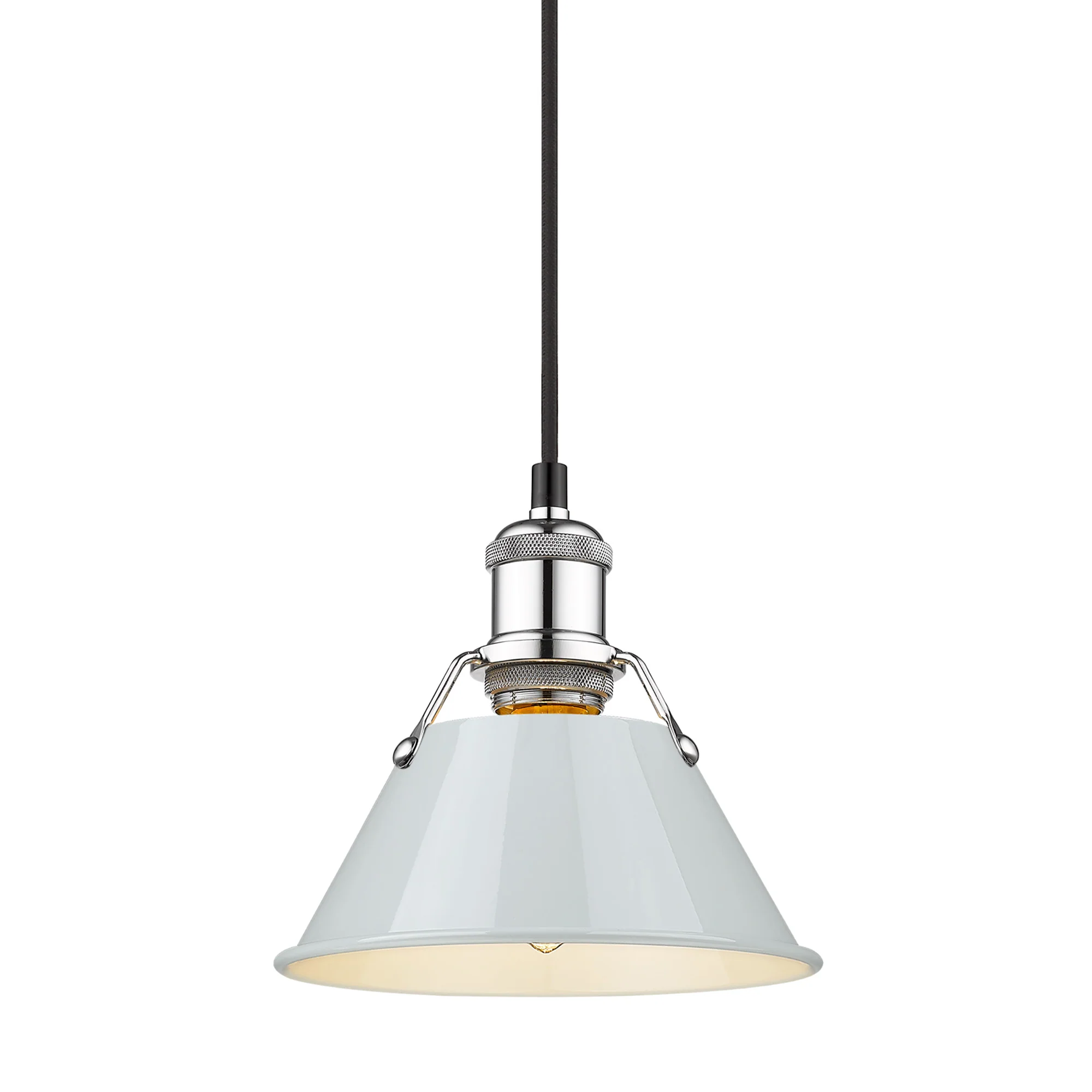 Orwell 1-light 8in Pendant in Chrome and Dusky Blue shade - Image 3