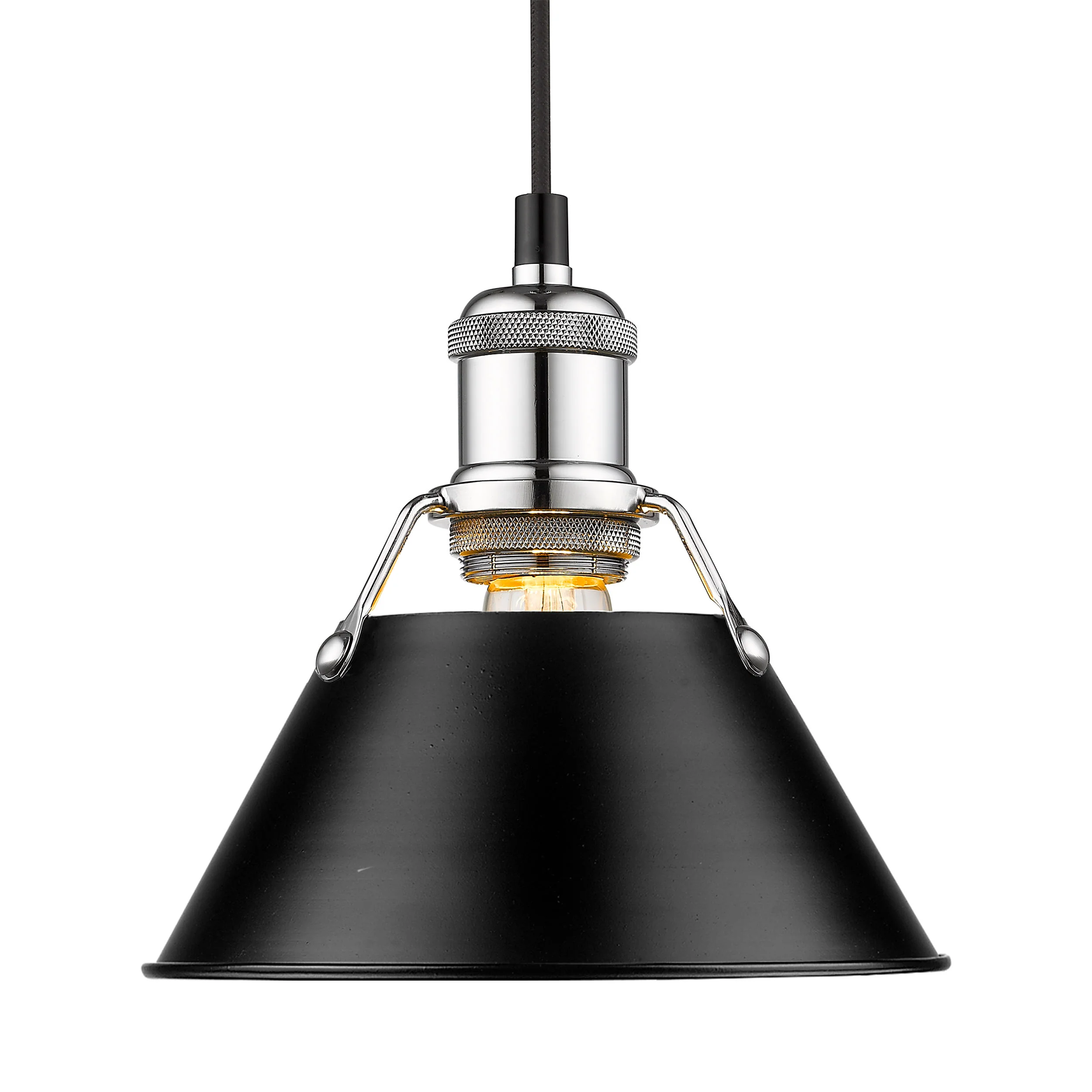Orwell 1-light 8in Pendant in Chrome and Matte Black shade