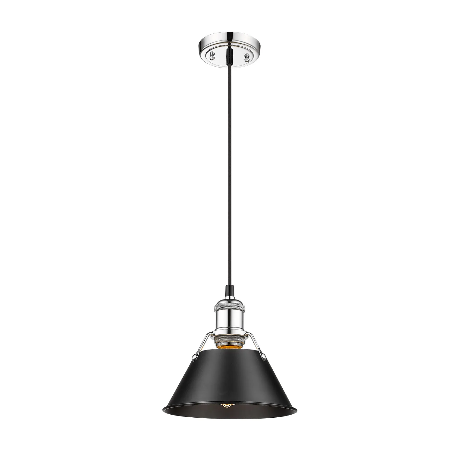 Orwell 1-light 8in Pendant in Chrome and Matte Black shade - Image 3