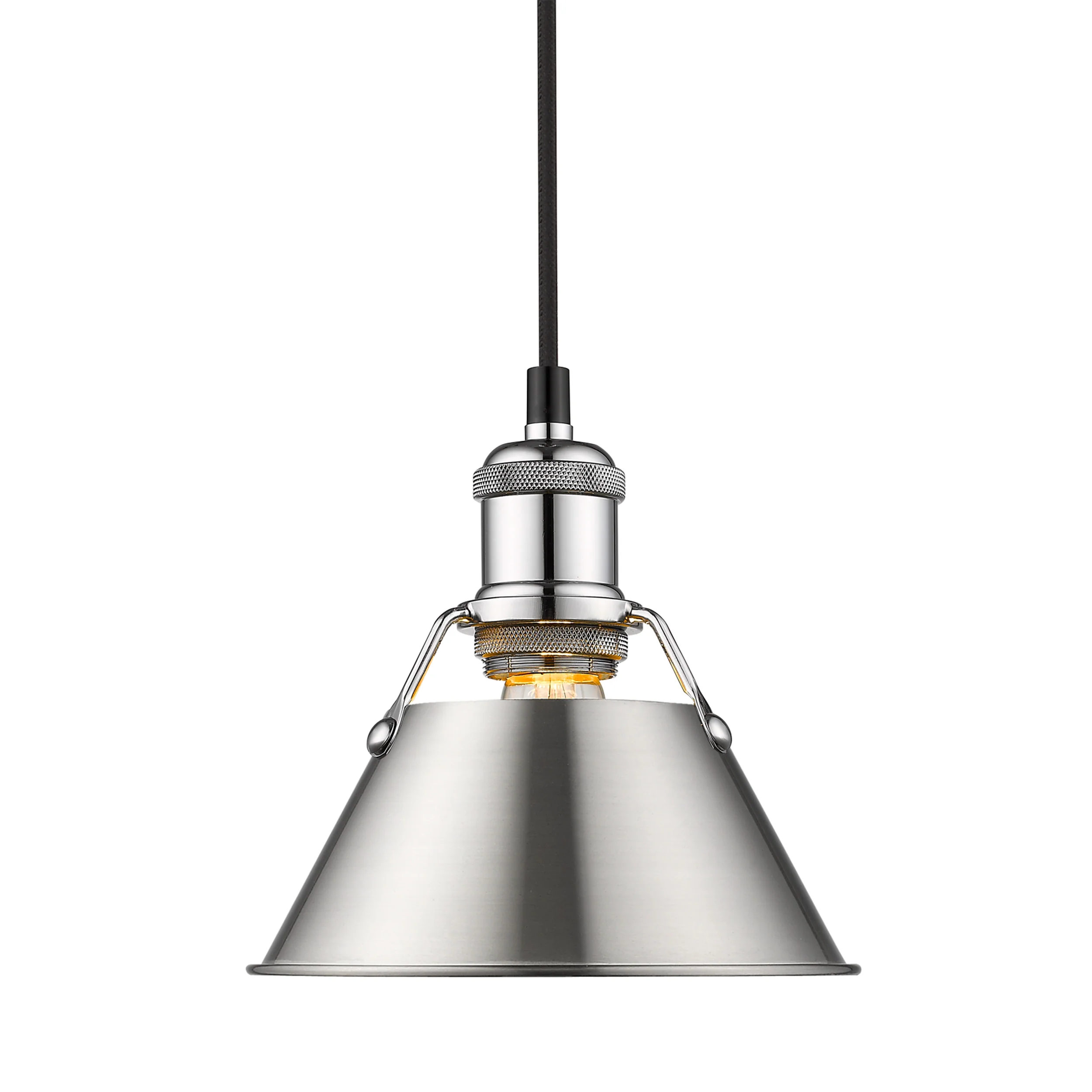 Orwell 1-light 8in Pendant in Chrome and Pewter shade