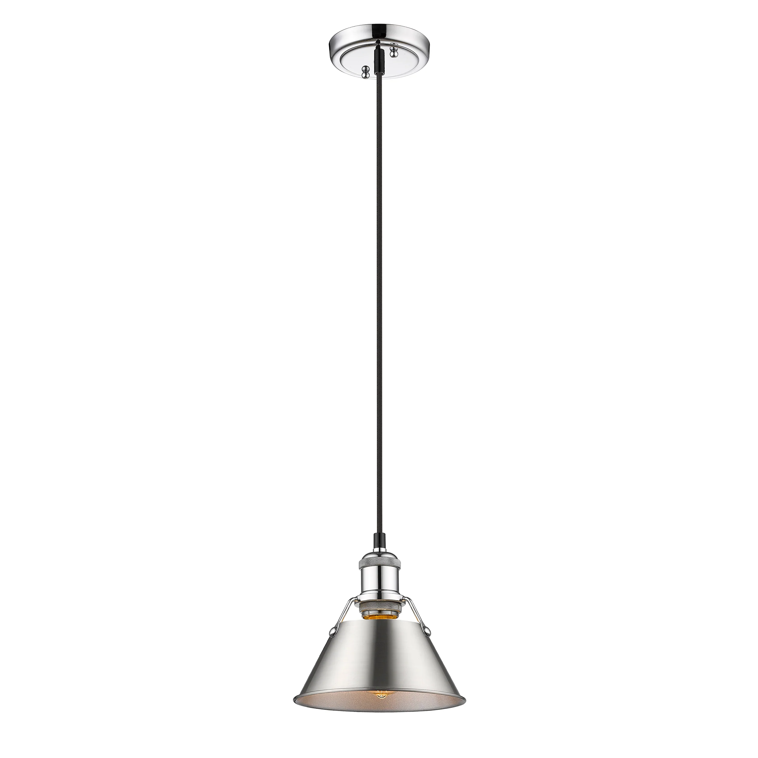 Orwell 1-light 8in Pendant in Chrome and Pewter shade - Image 2