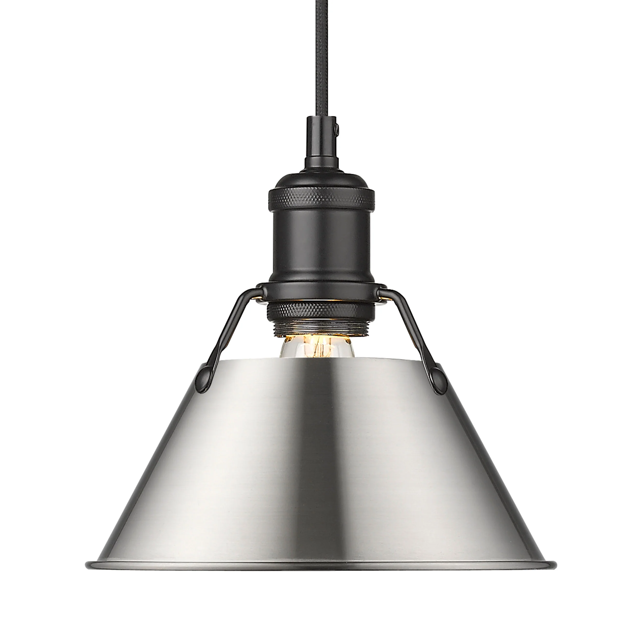 Orwell 1-light 8in Pendant in Matte Black and Pewter shade